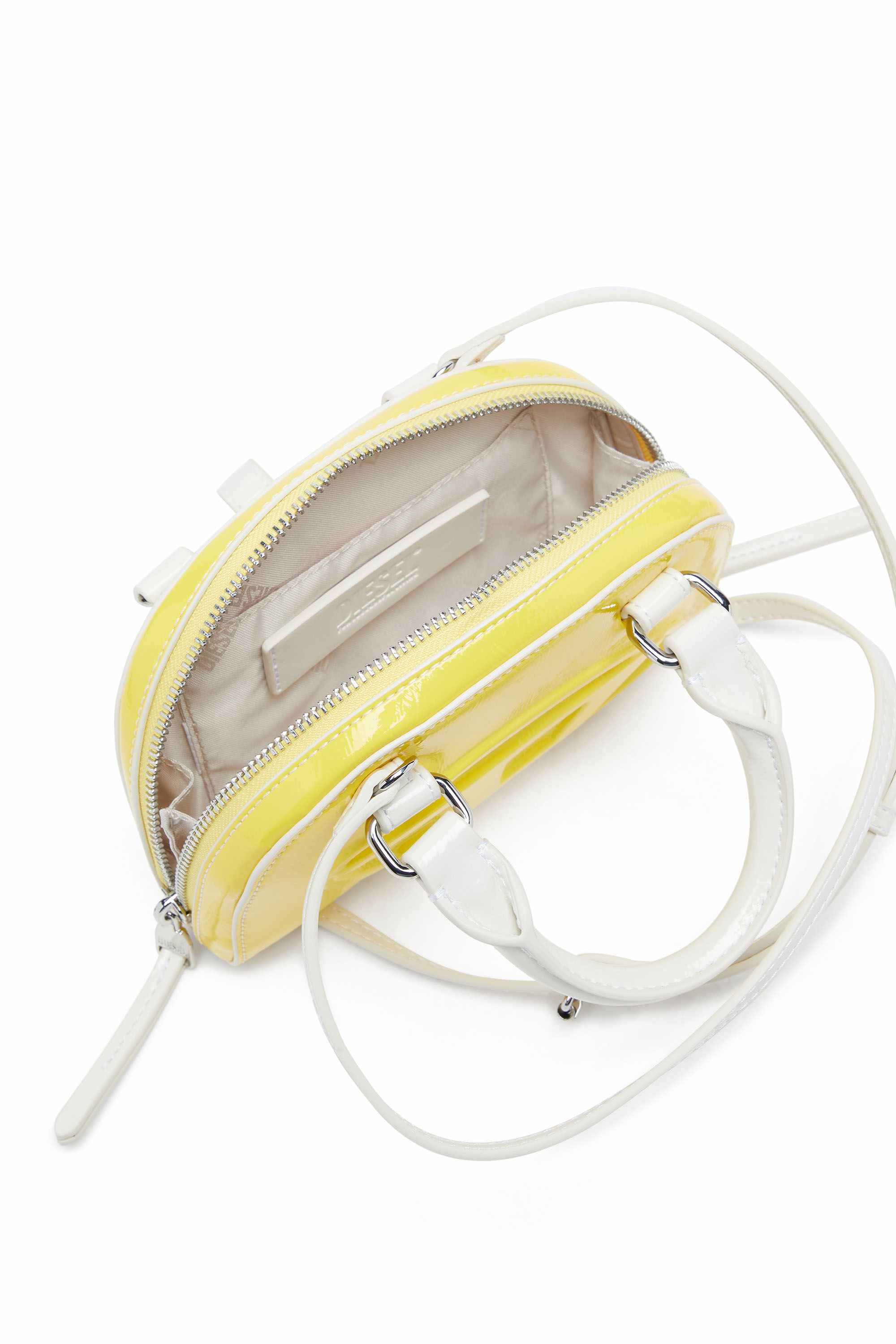 Yellow 1DR Dome-Mini crossbody bag with naplak effect