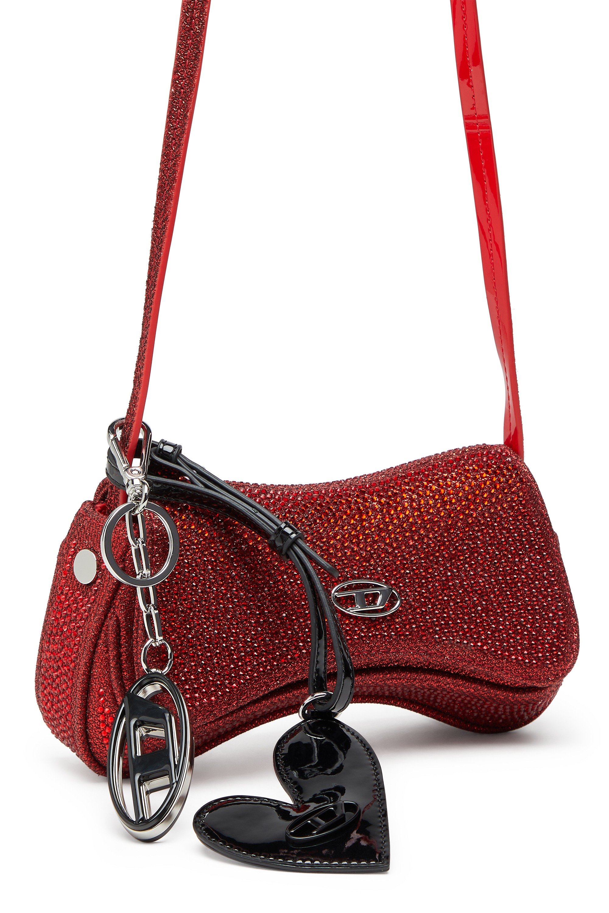Red Play-Mini crossbody bag in crystal Lurex