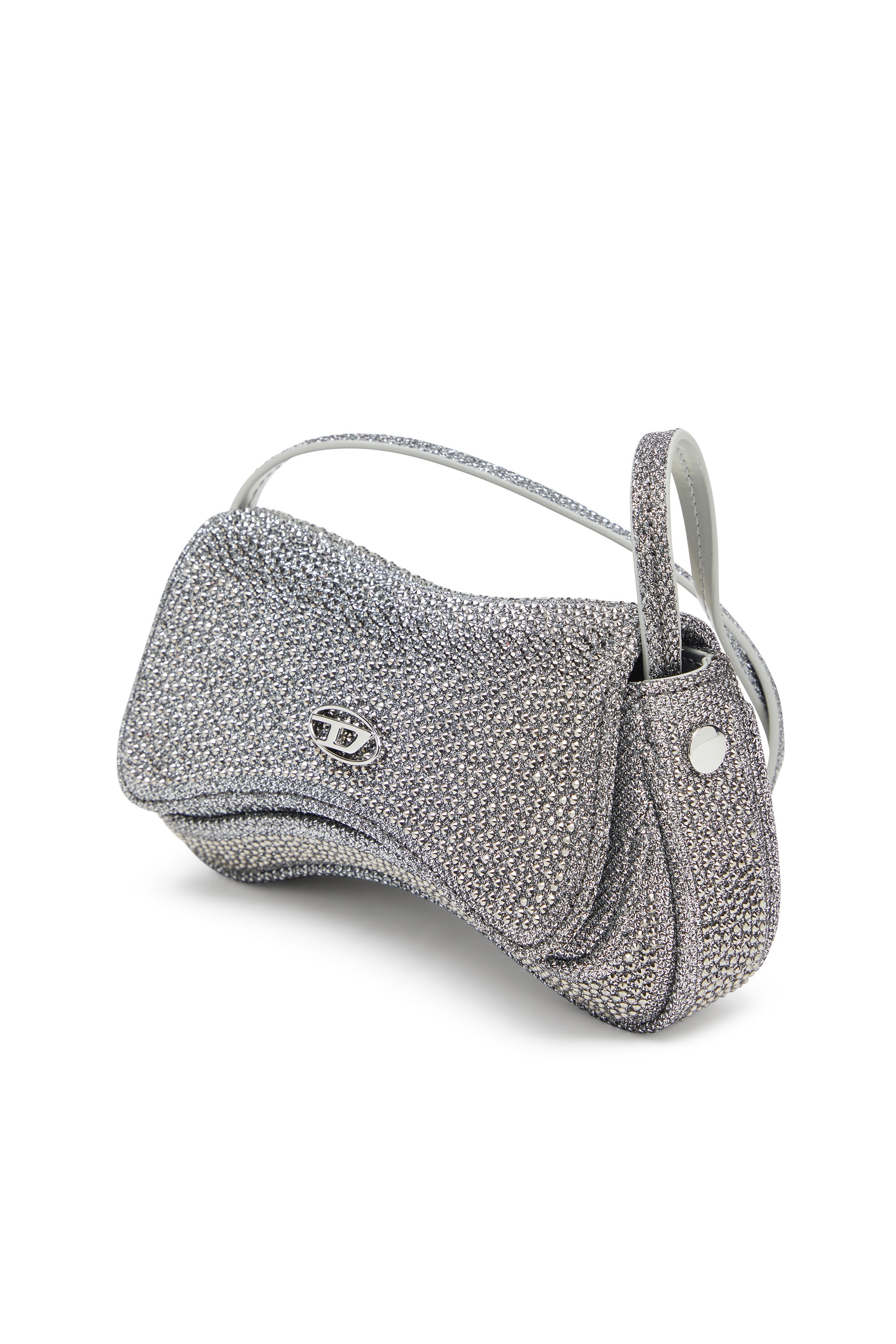Silver Play-Mini crossbody bag in crystal Lurex