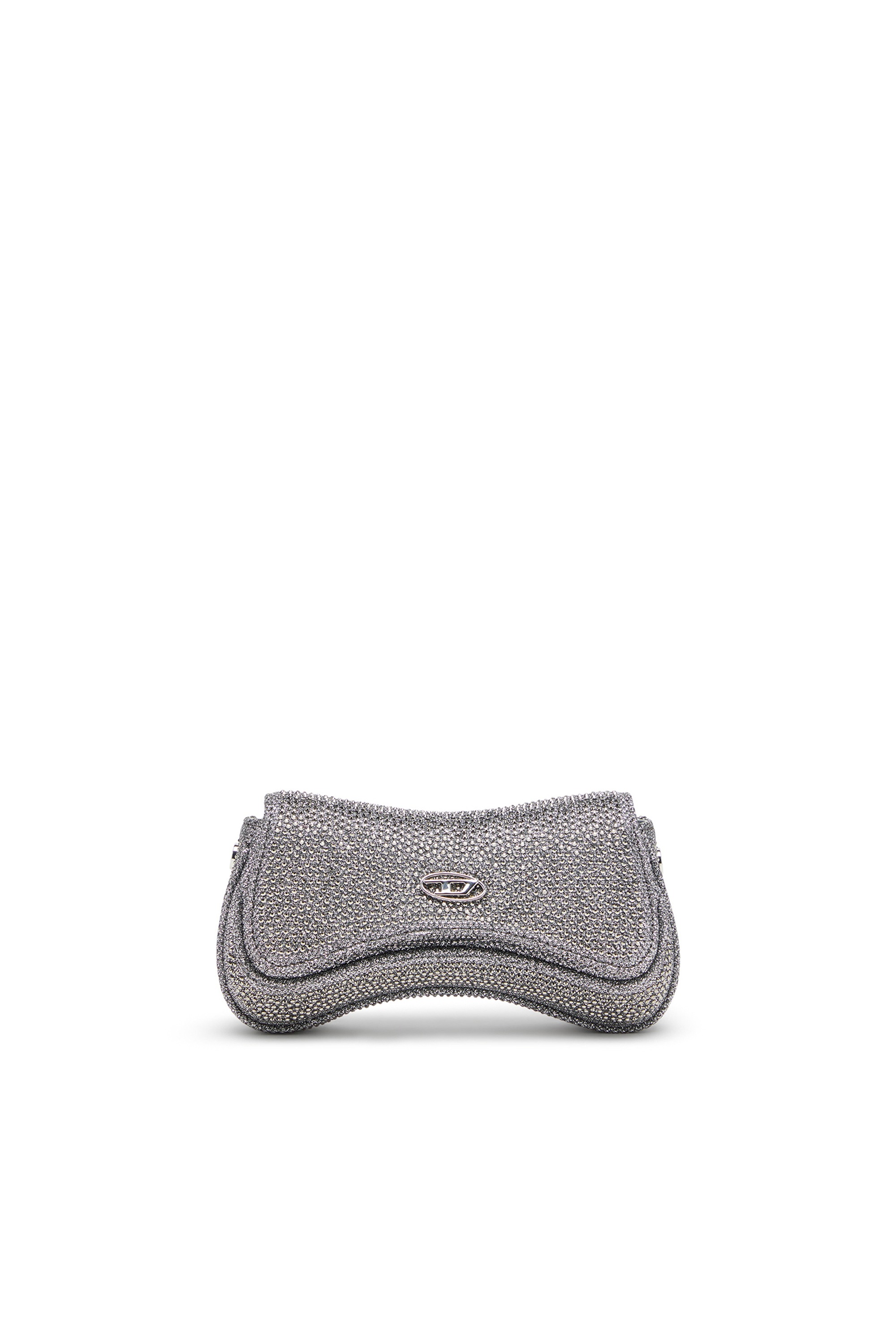 Silver Play-Mini crossbody bag in crystal Lurex