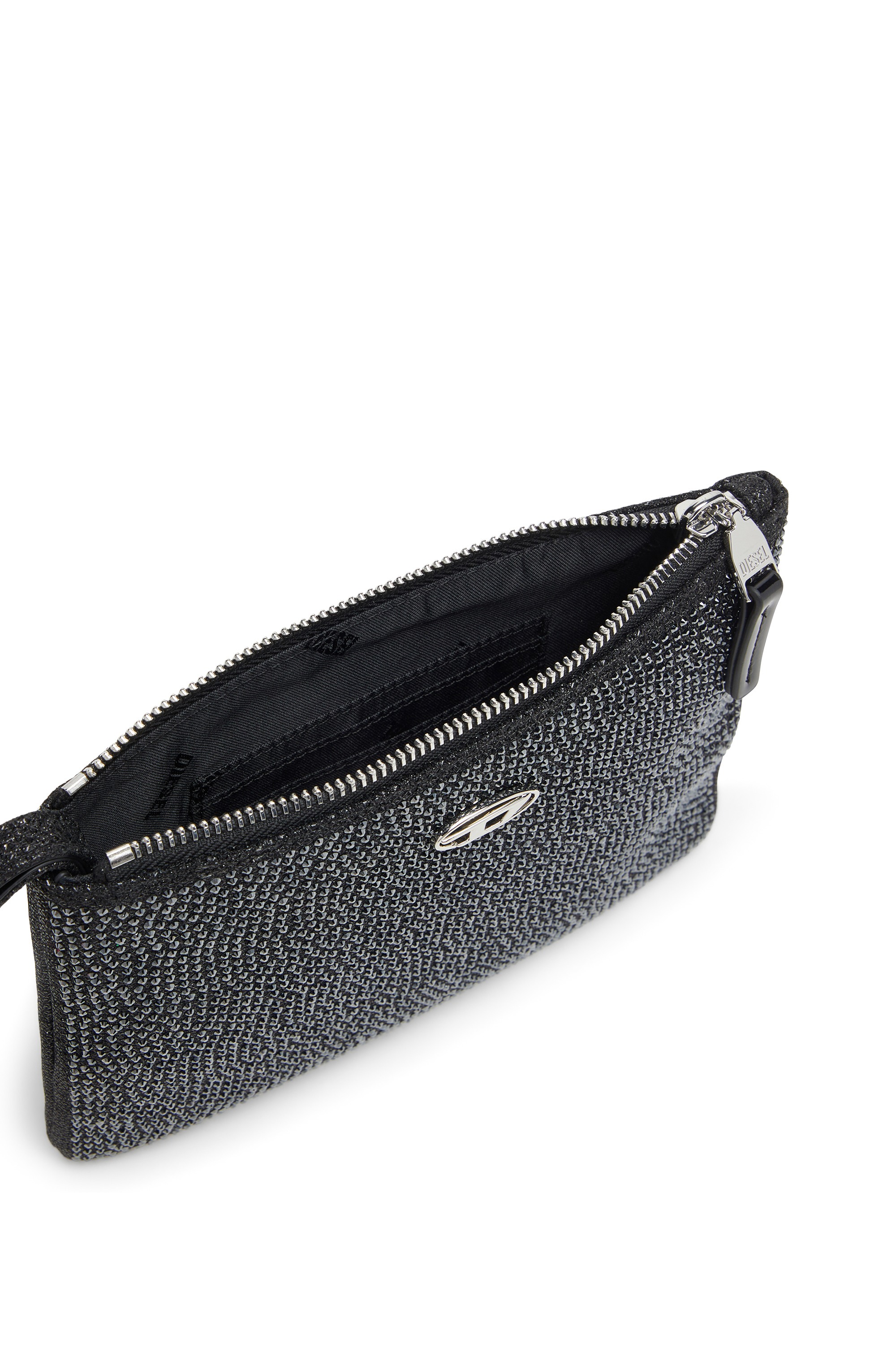 Grey Pouch in crystal lurex fabric