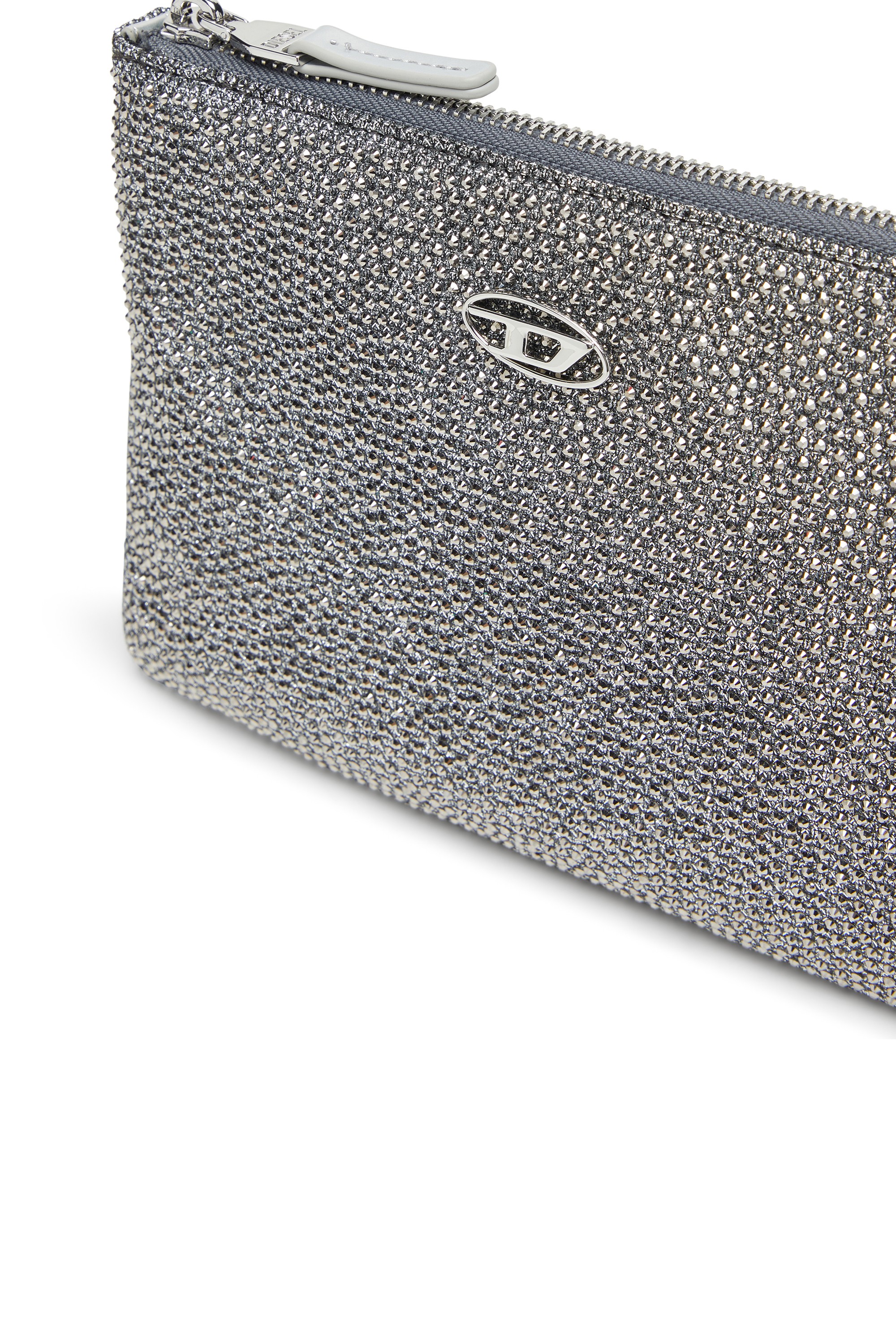 Silver Pouch in crystal lurex fabric