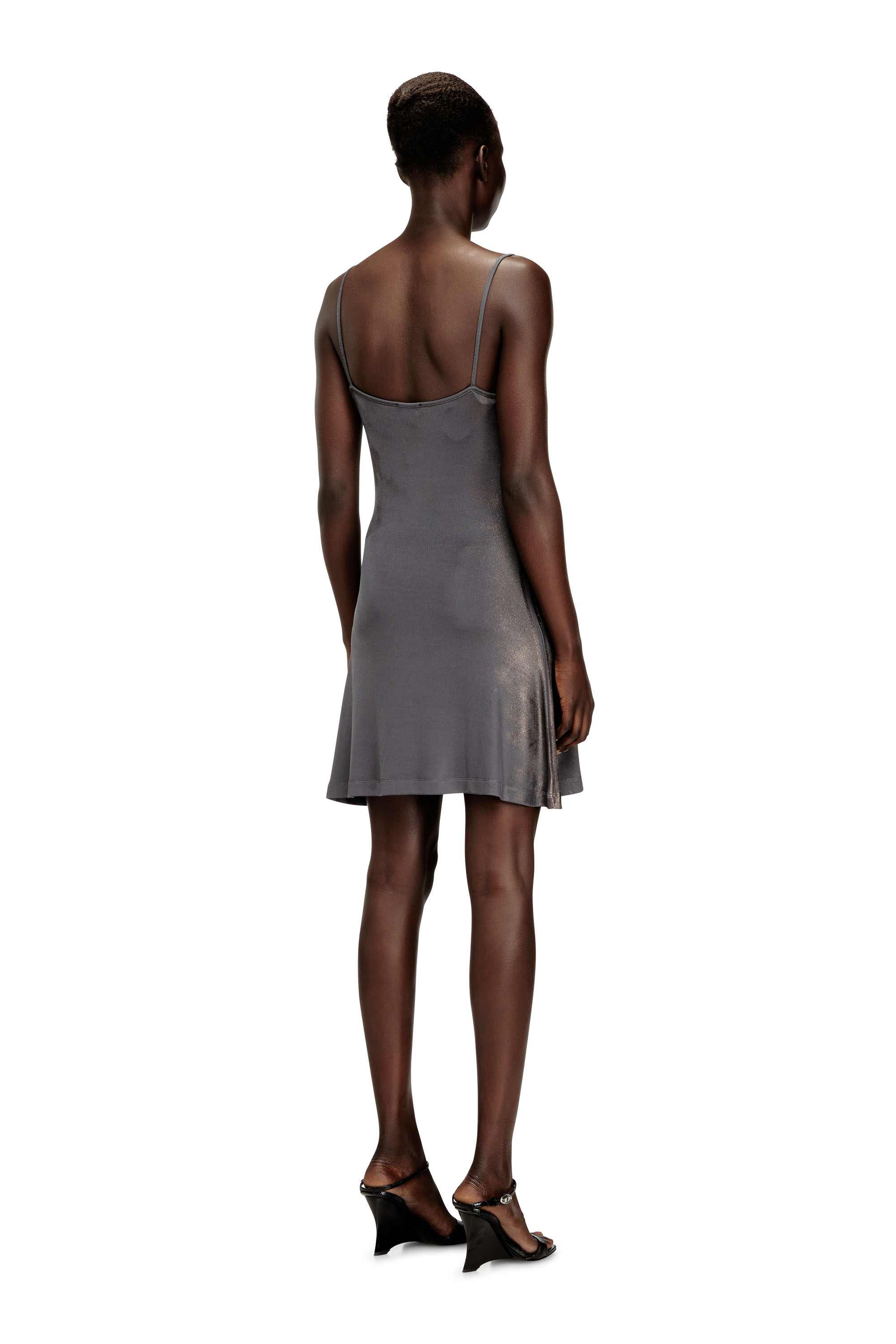 Grey Slim Fit Mini dress in viscose with thin straps