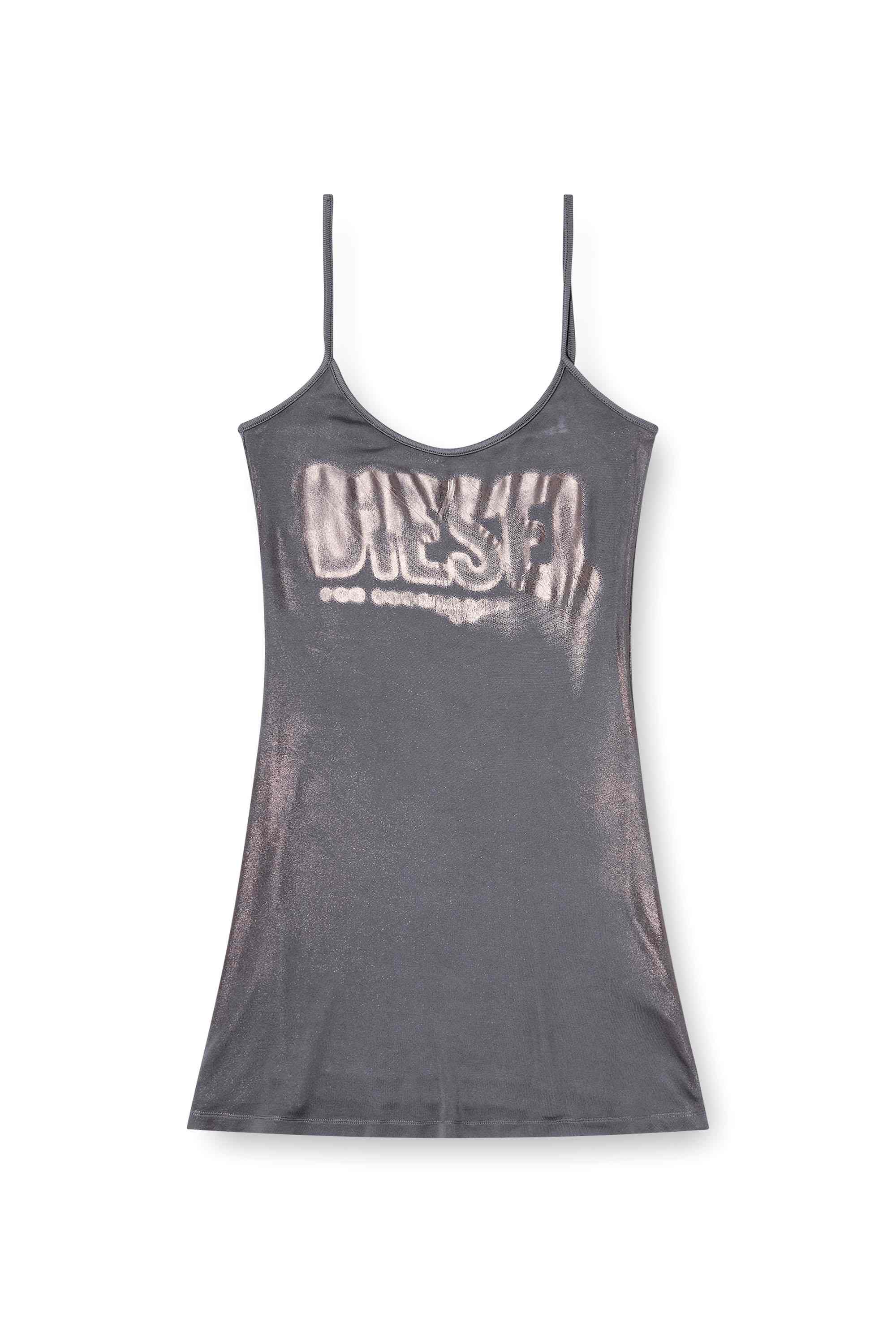 Grey Slim Fit Mini dress in viscose with thin straps