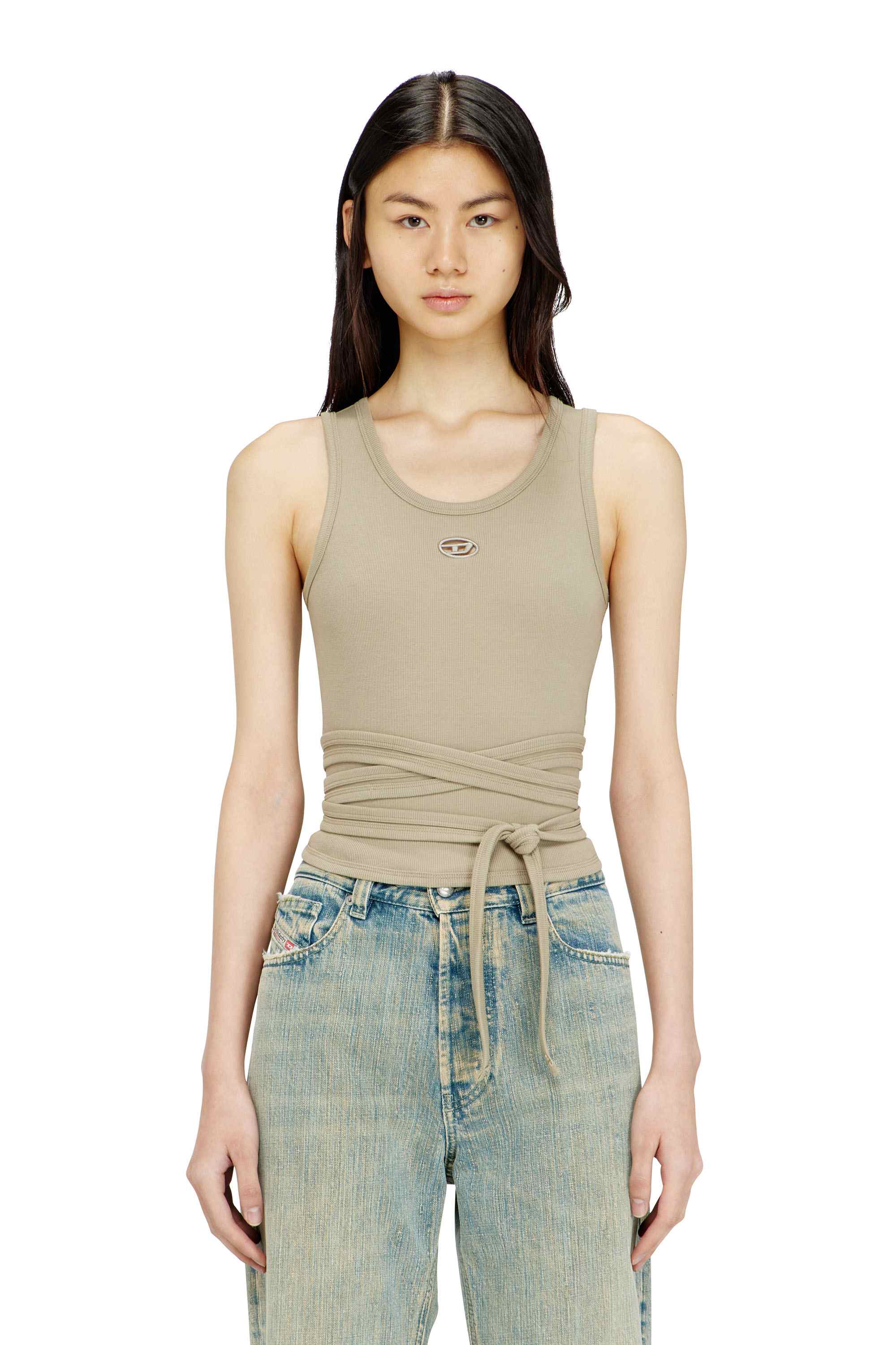 Purple Slim Fit Crop top with wrap-around design