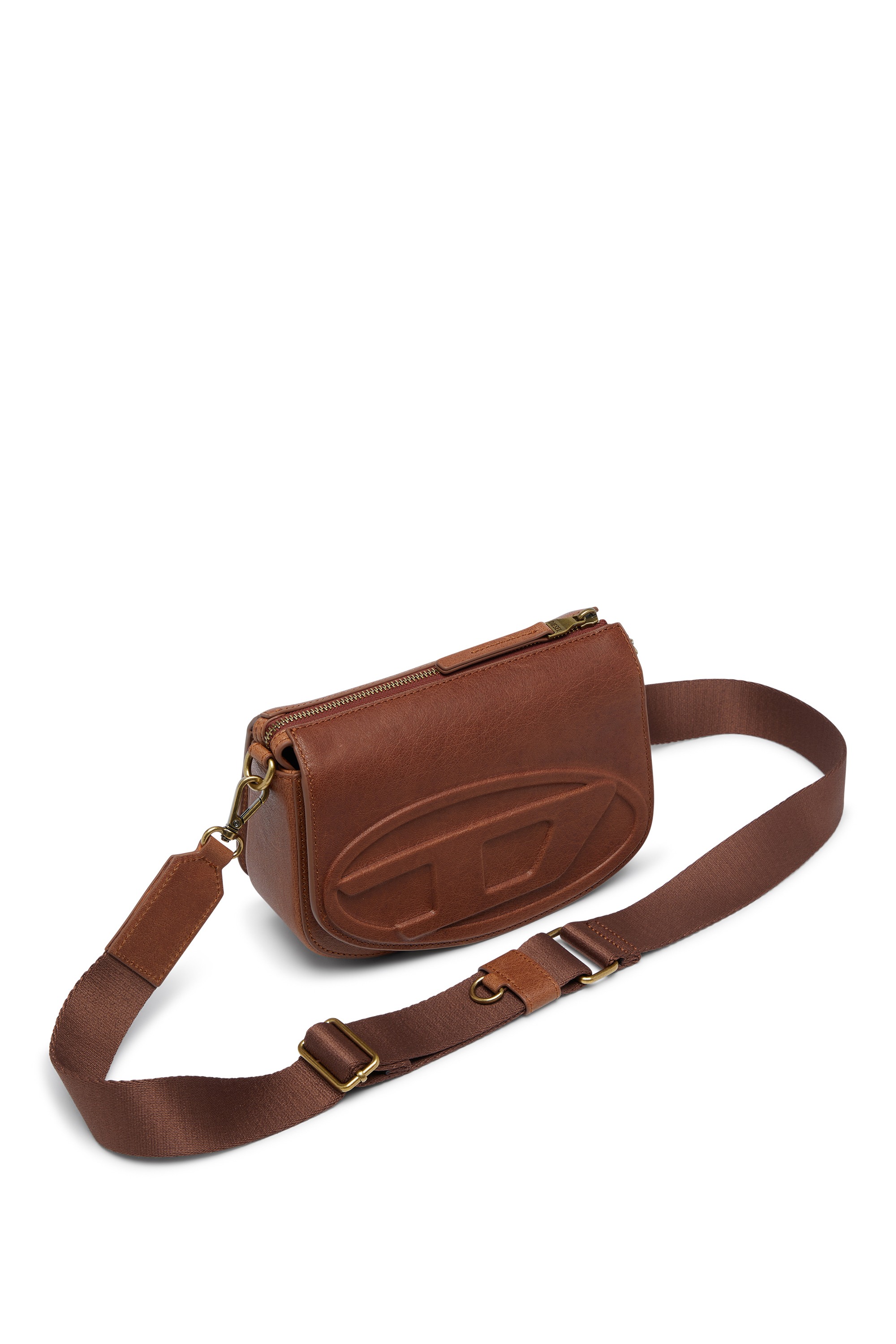 Brown 1DR-Camera bag in pull-up leather