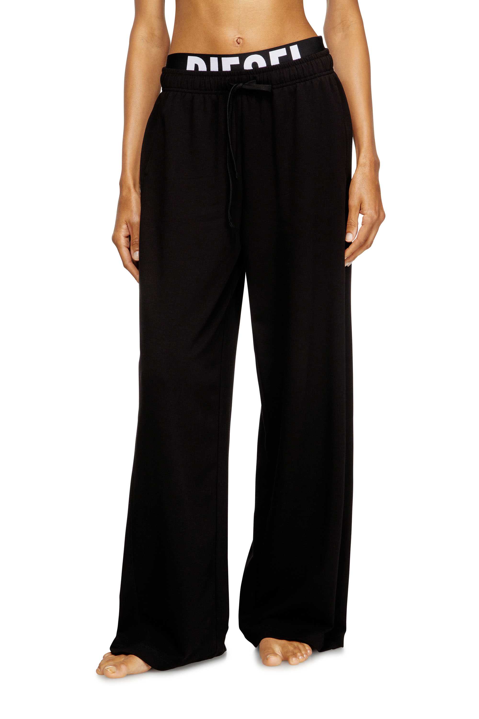 Black Cotton terry sweatpants with logo waistband