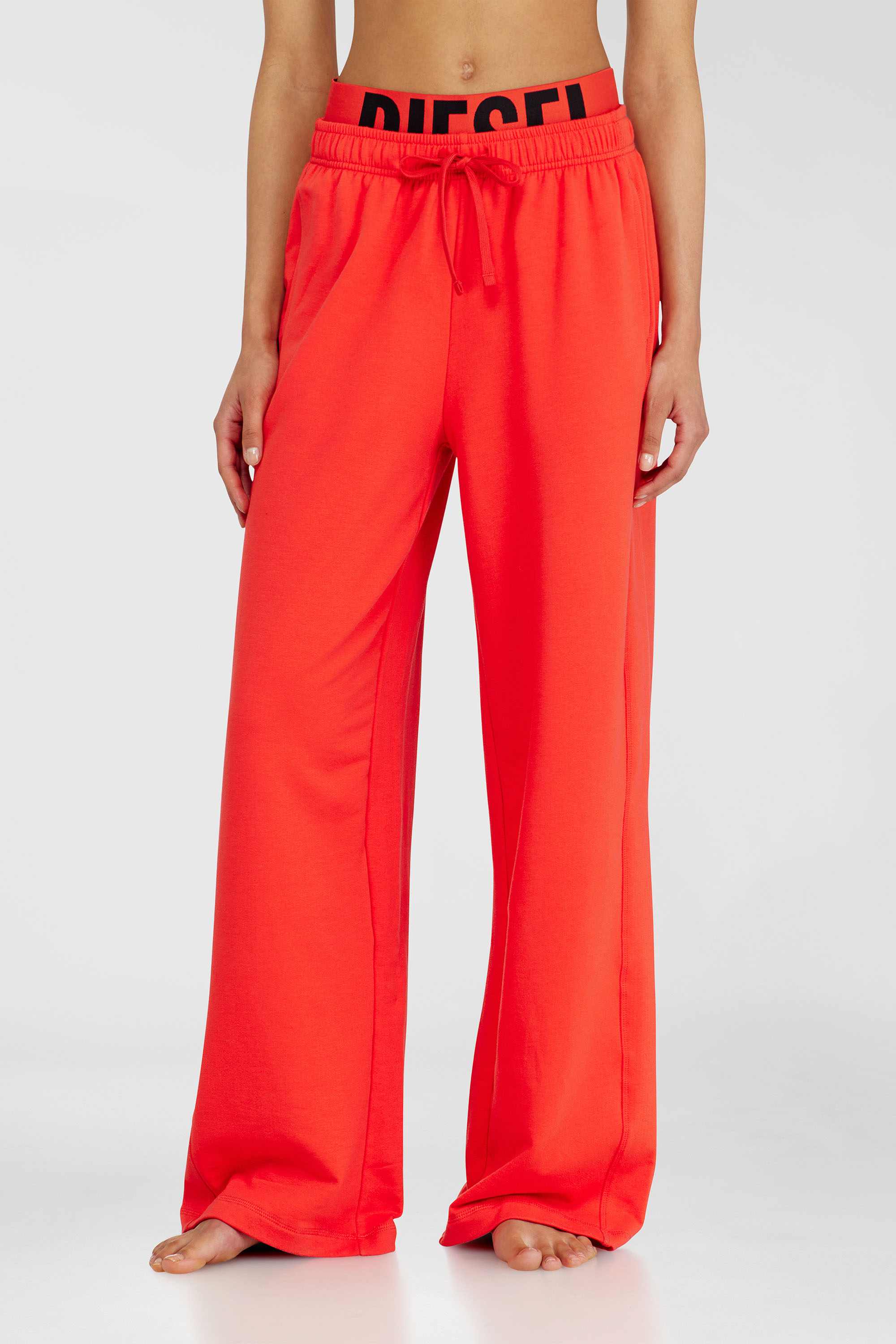 Red Cotton Terry Sweatpants With Logo Waistband