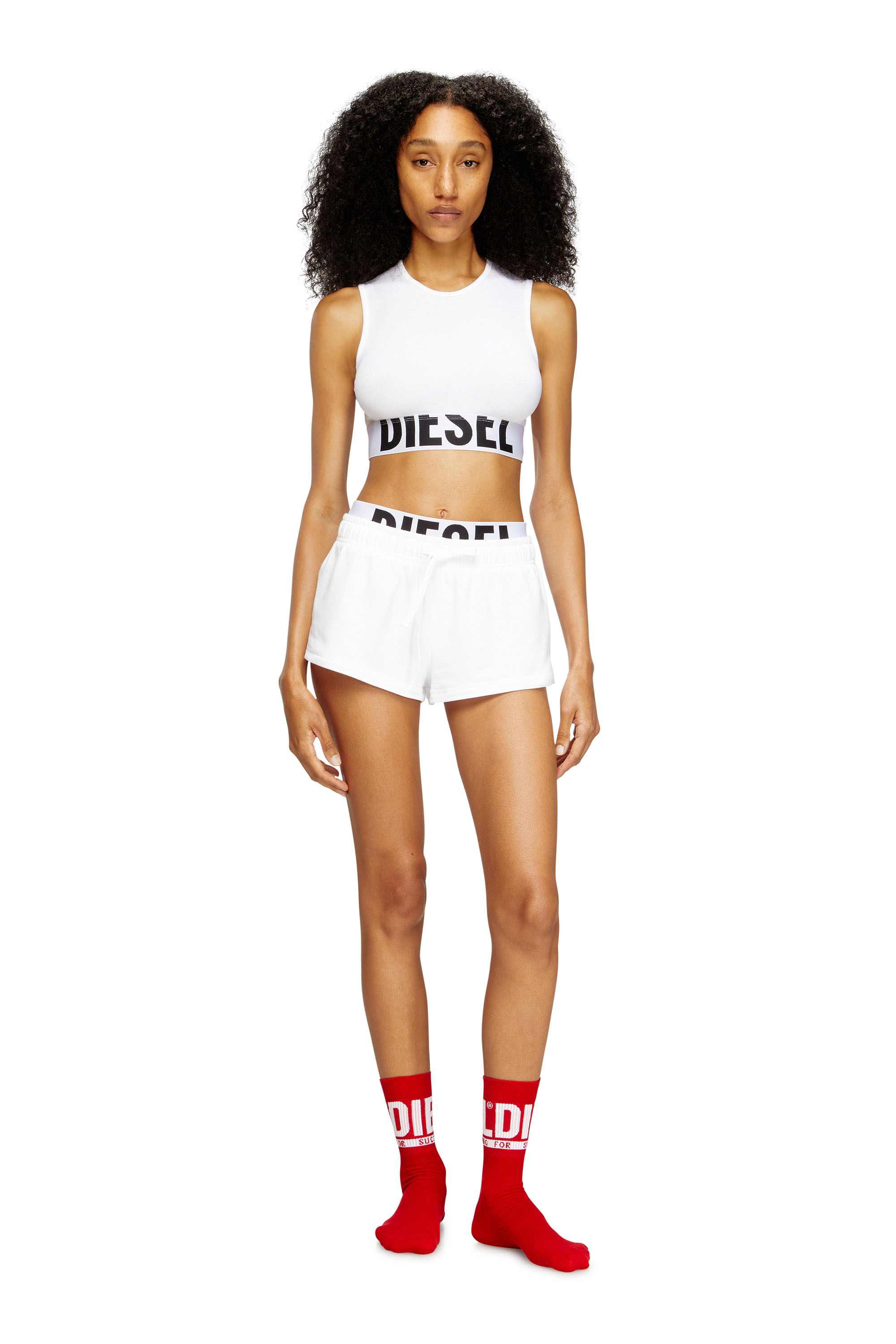 White Short pants in cotton Terry with Diesel logo