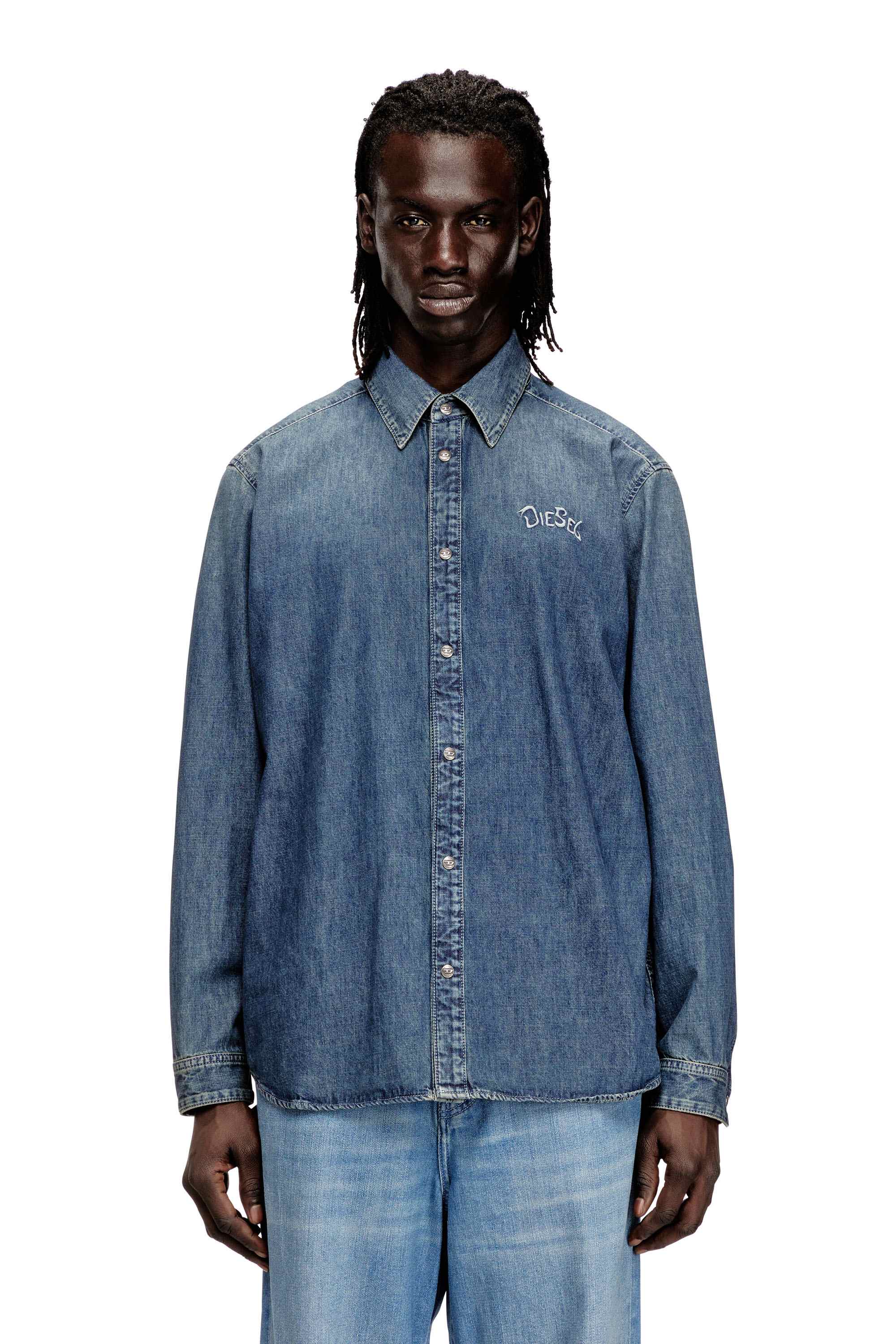 Blue Denim shirt with back embroidery