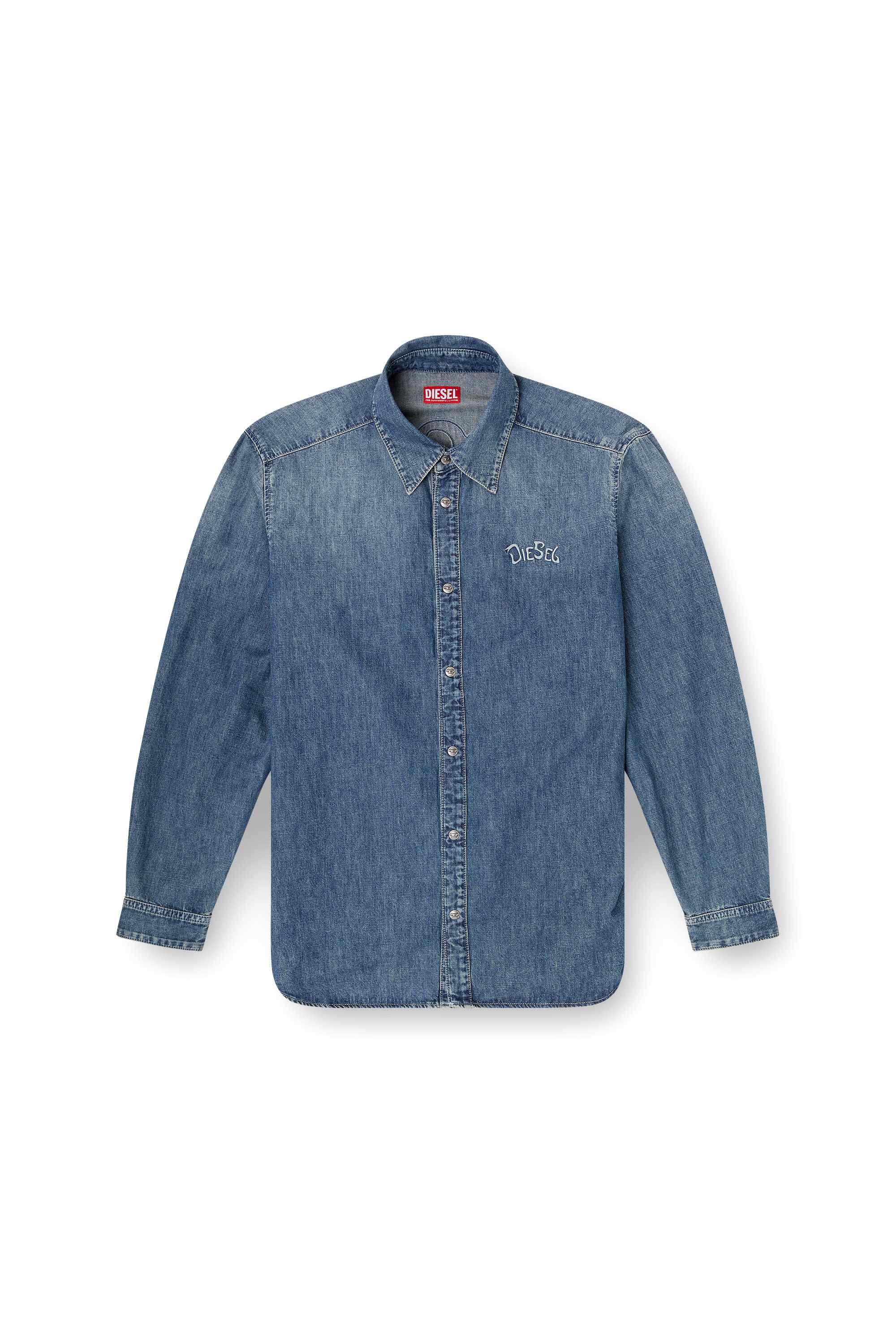 Blue Denim shirt with back embroidery