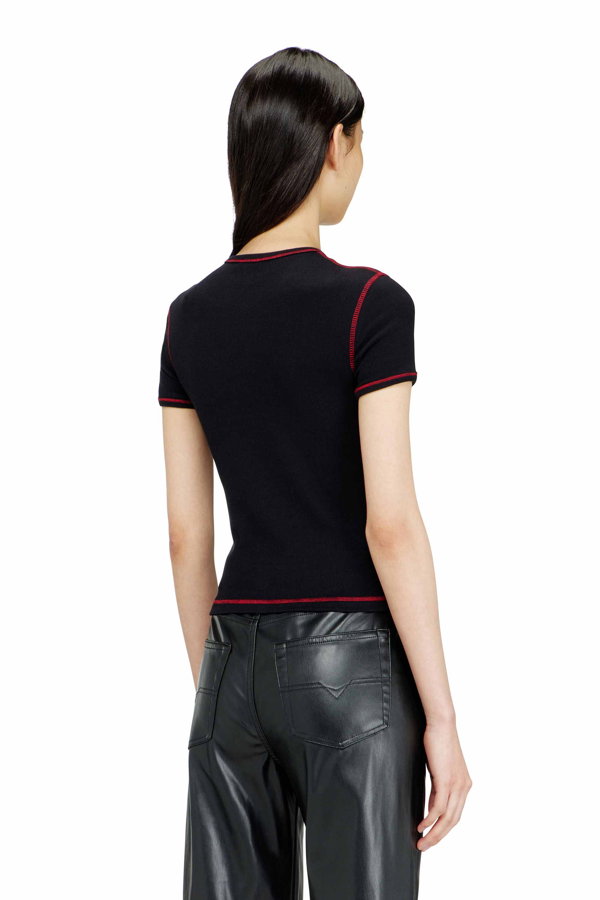 Black Slim cotton T-shirt with cherry print Black