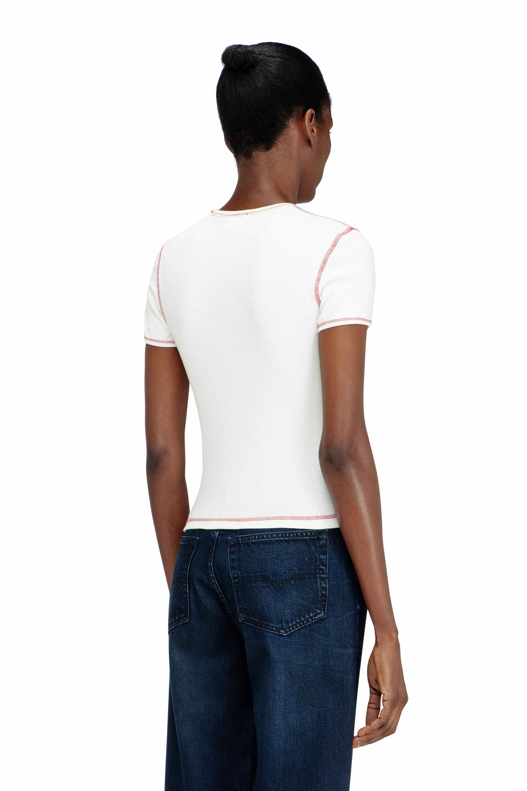 White Slim cotton T-shirt with cherry print White