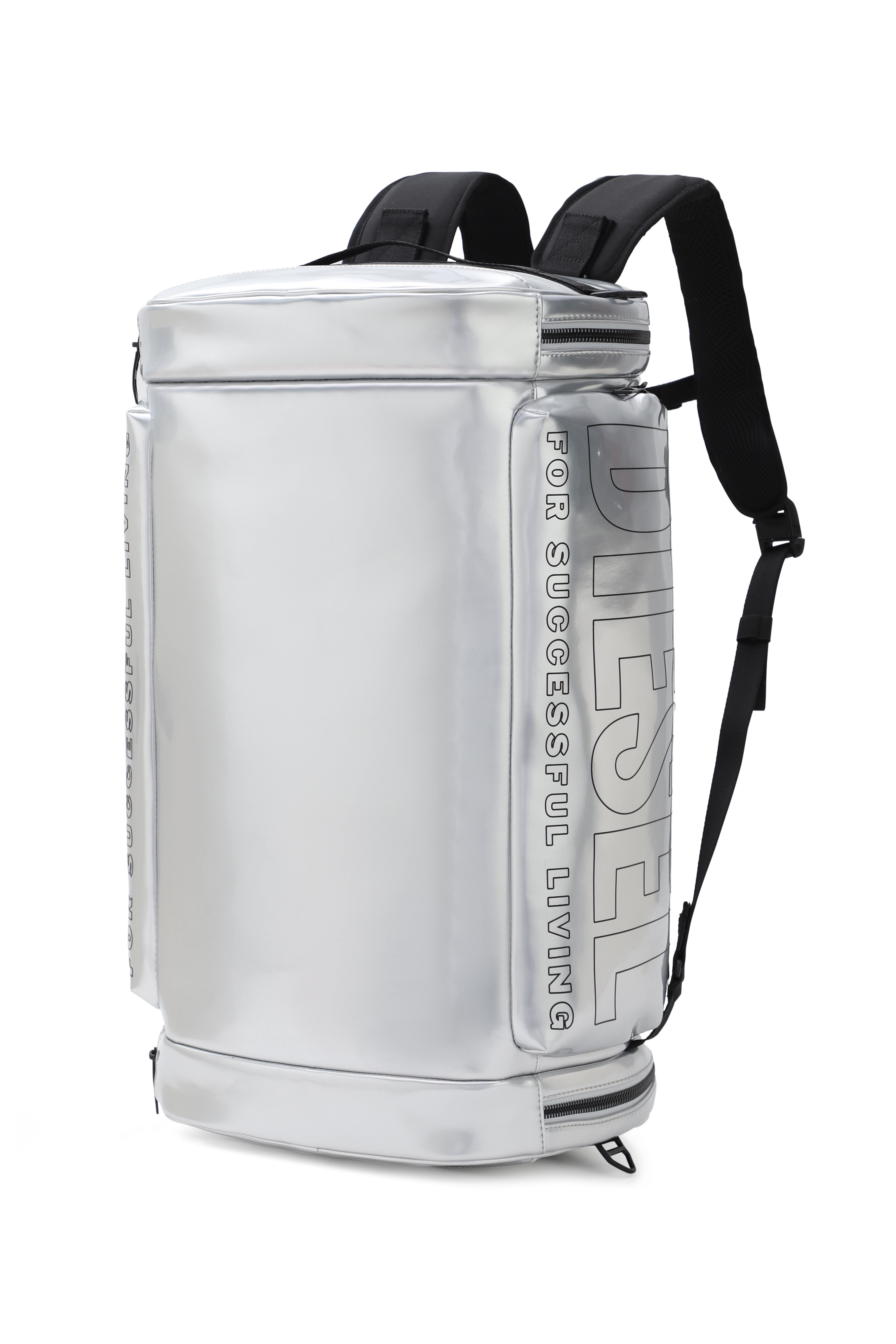 Silver Metallic Pu 3-Way Backpack