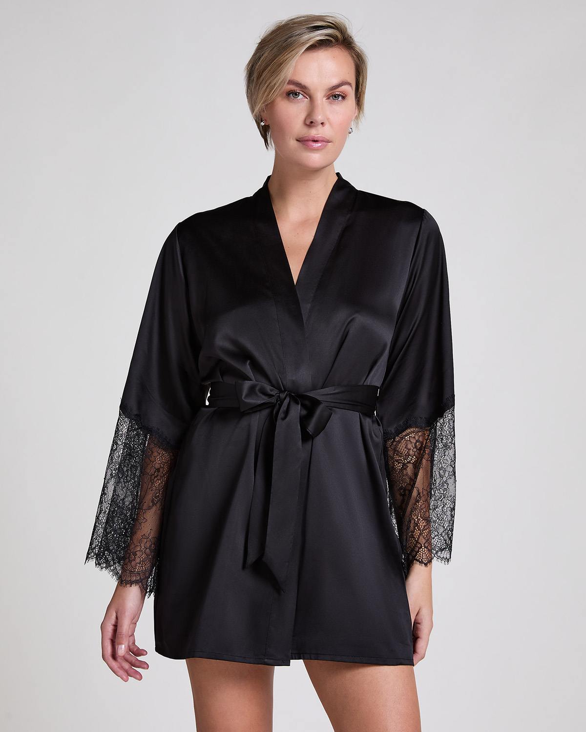 Black Satin Kimono