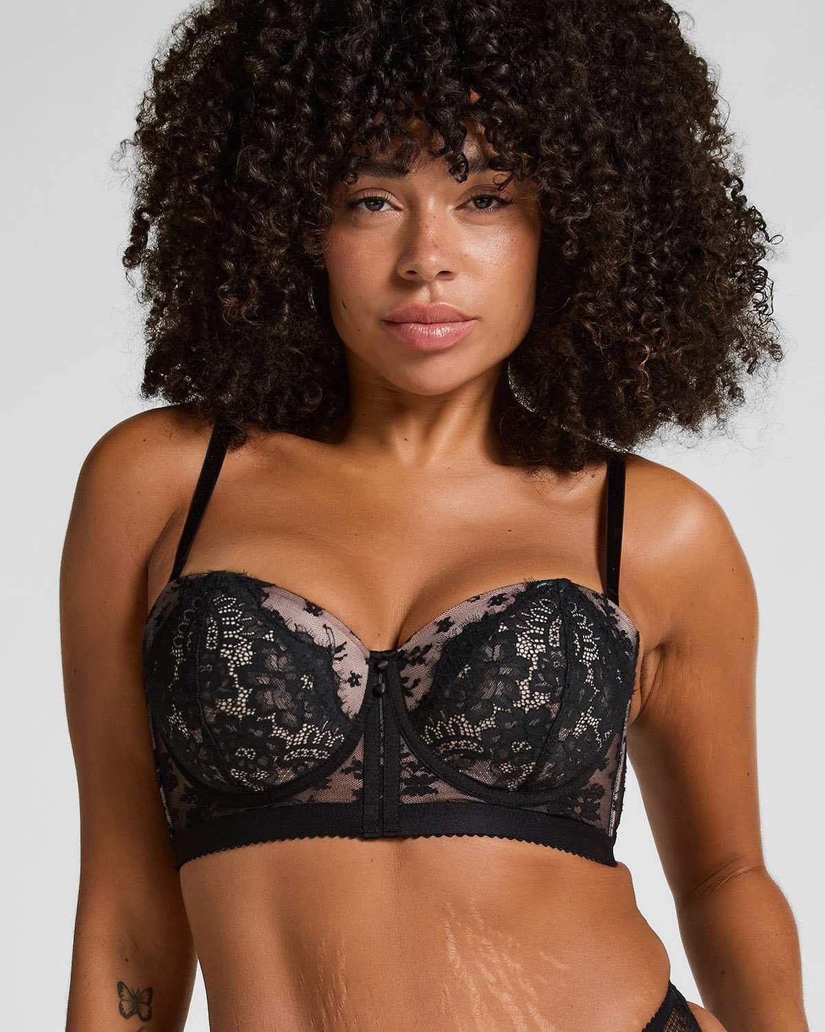Black Lou Padded Underwired Longline Bra
