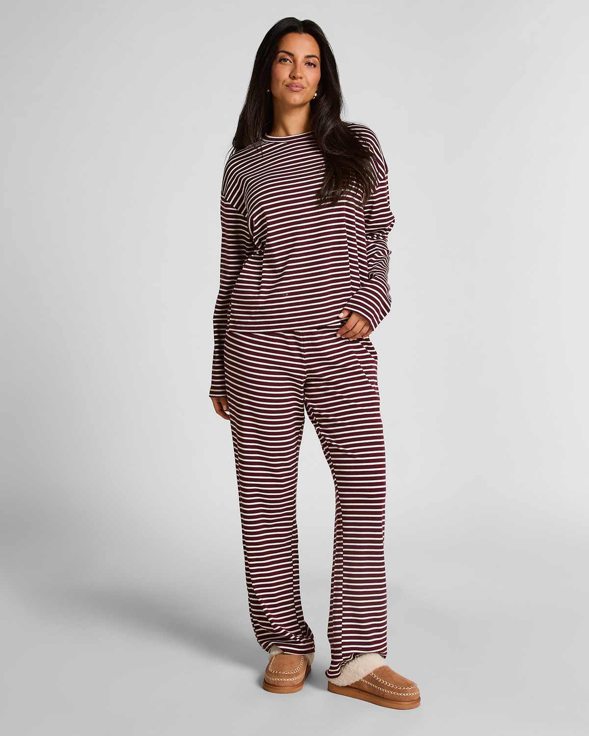 Maroon Pyjamaset Cotton Jersey