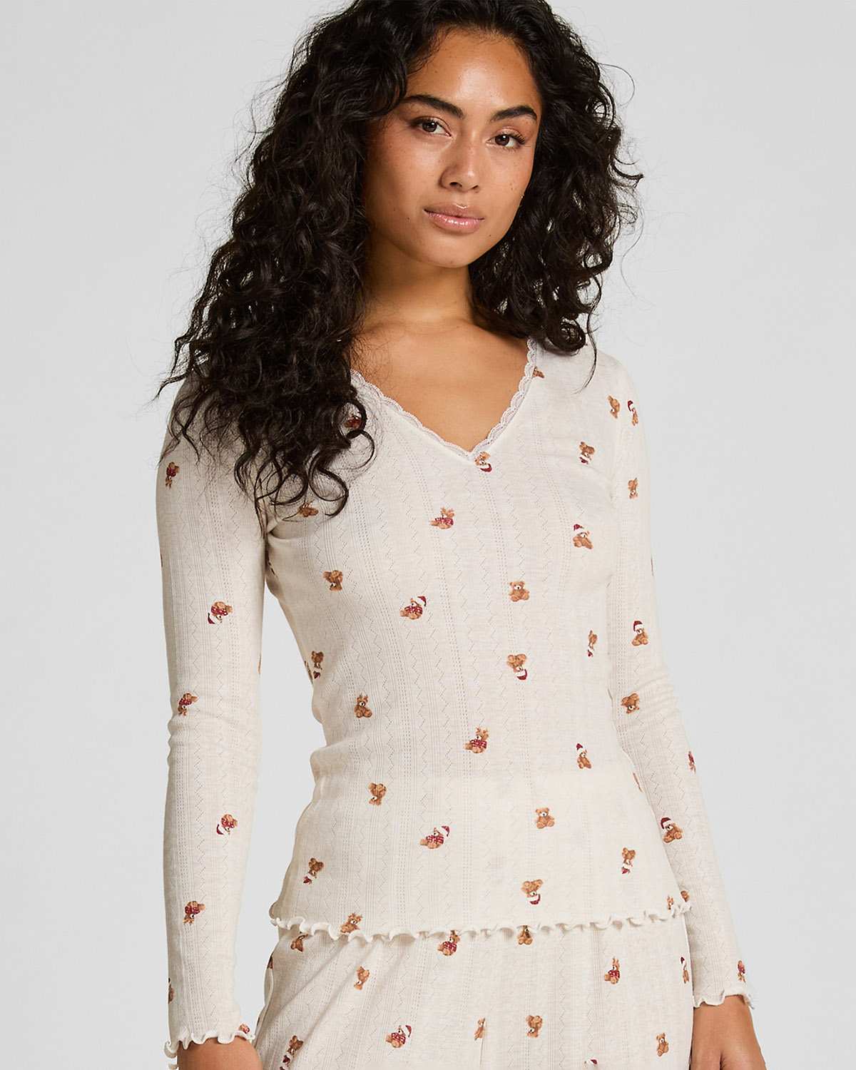 White Pointelle Pyjama Top