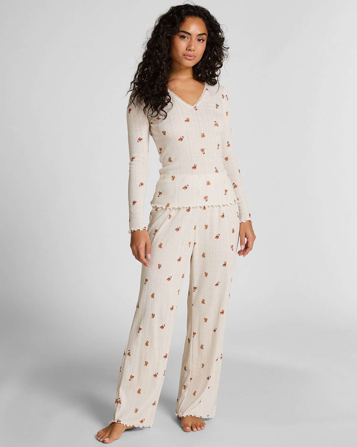 White Pointelle Pyjama Pants