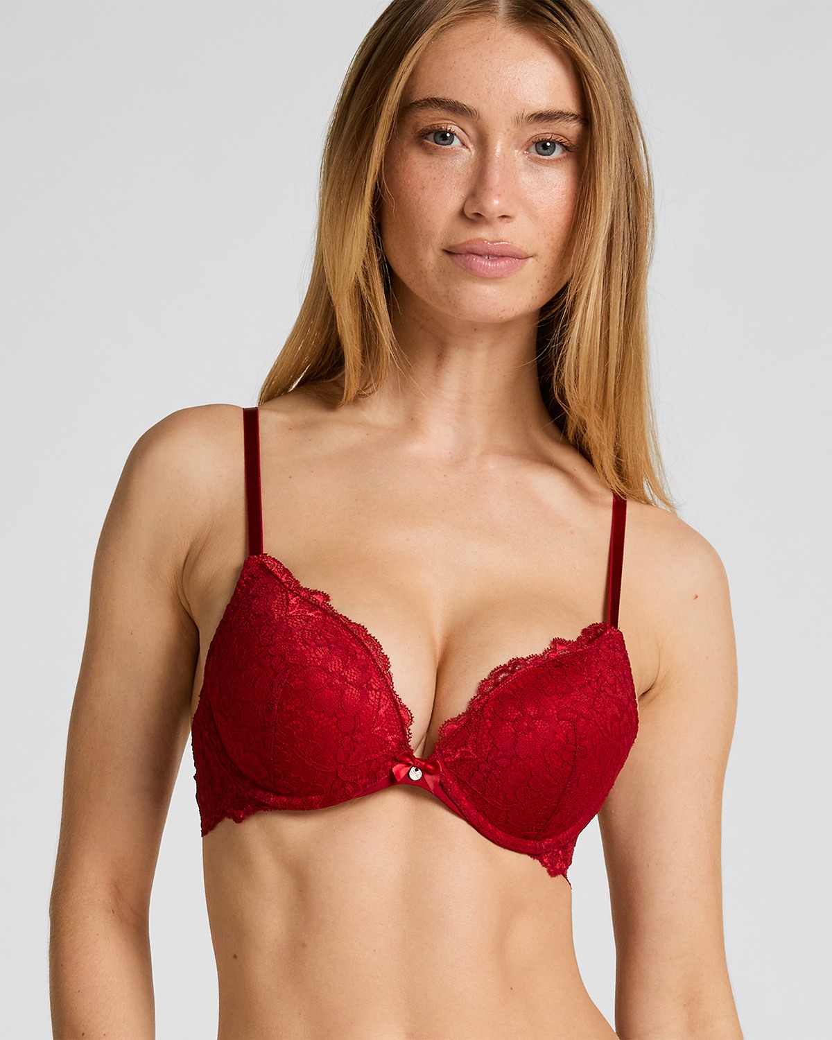 Marine Padded Underwired Push-Up Bra - Red