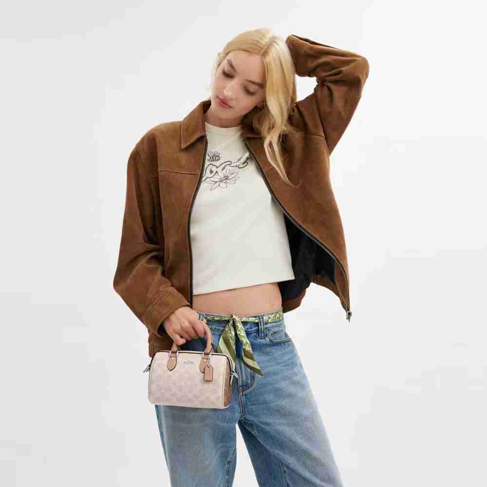 Mini Rowan Crossbody Bag In Blocked Signature Canvas
