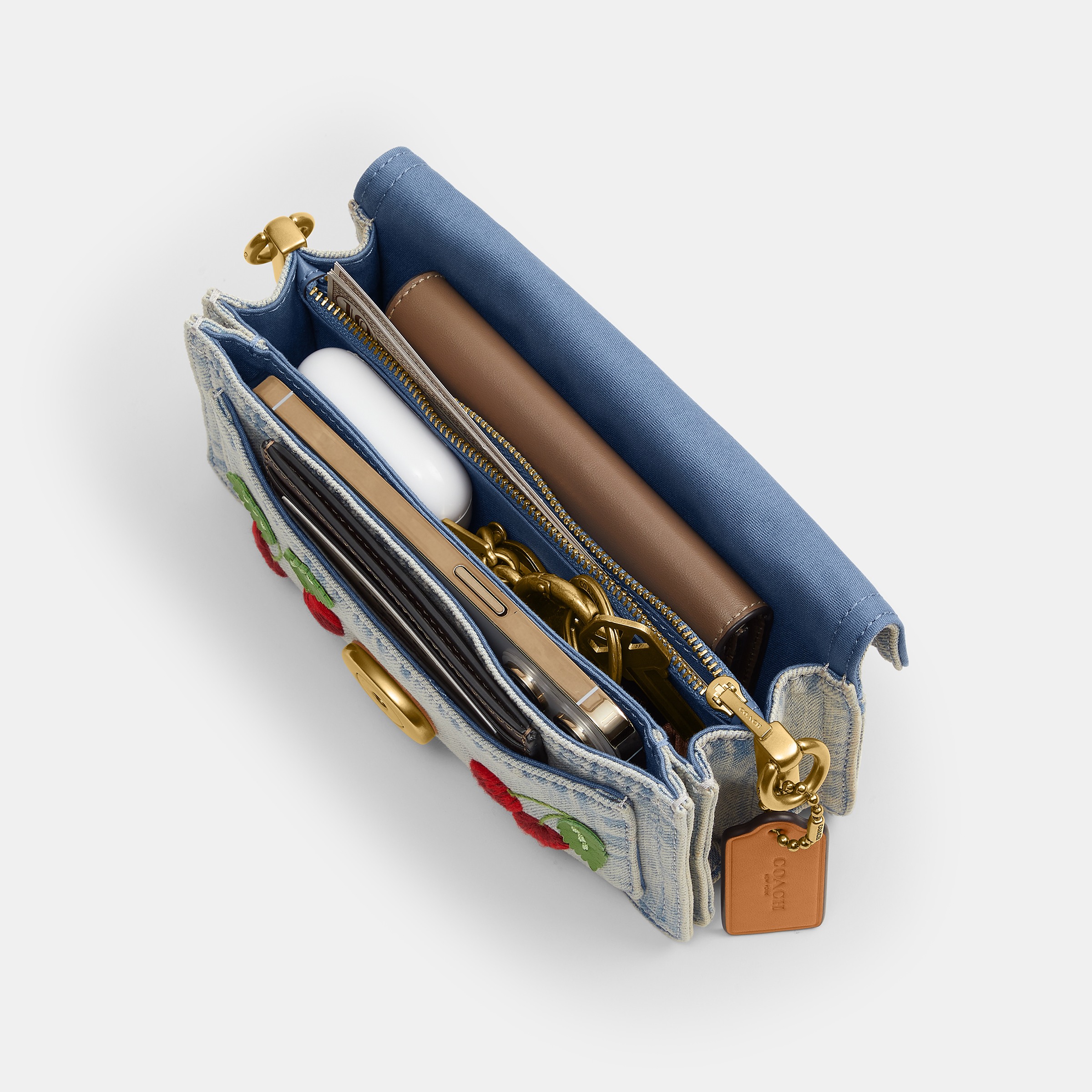 Tabby Shoulder Bag 20 With Cherry Embroidery