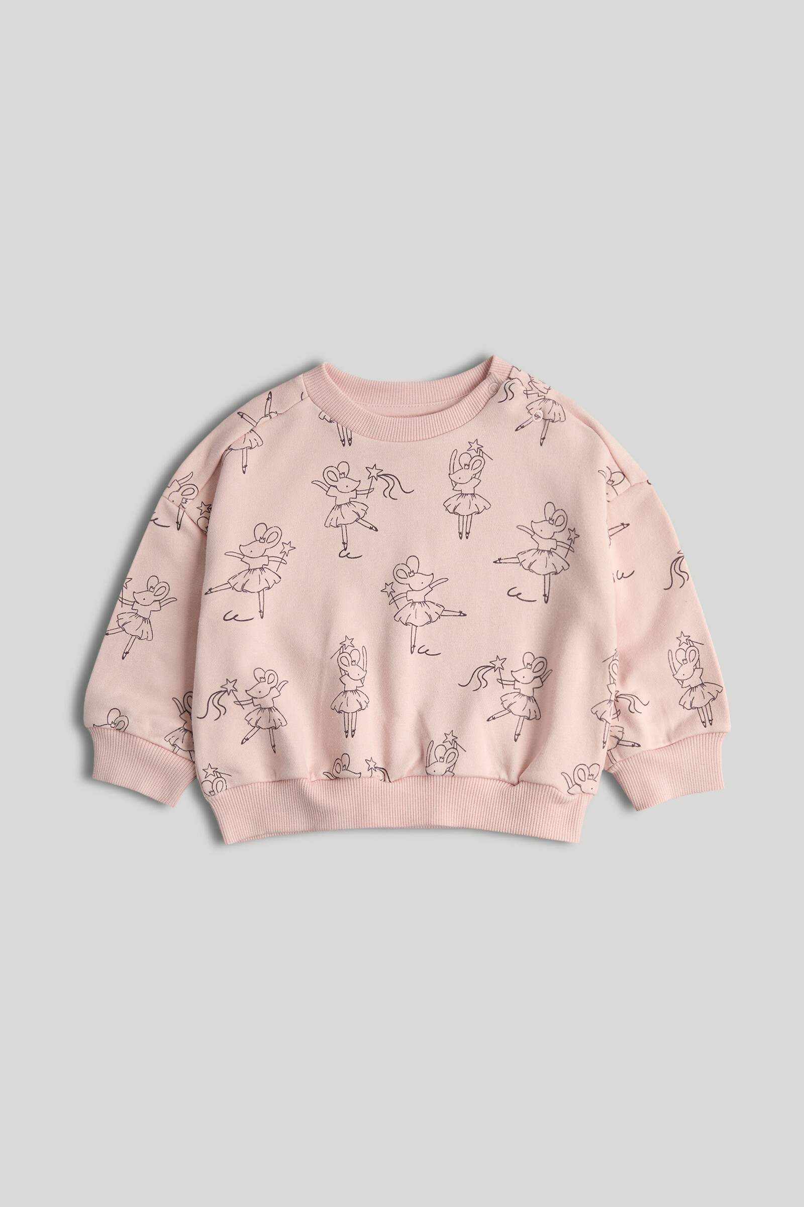 Mothercare Mini Girls Ballet Core Printed Full Sleeves Sweat Top - Pink