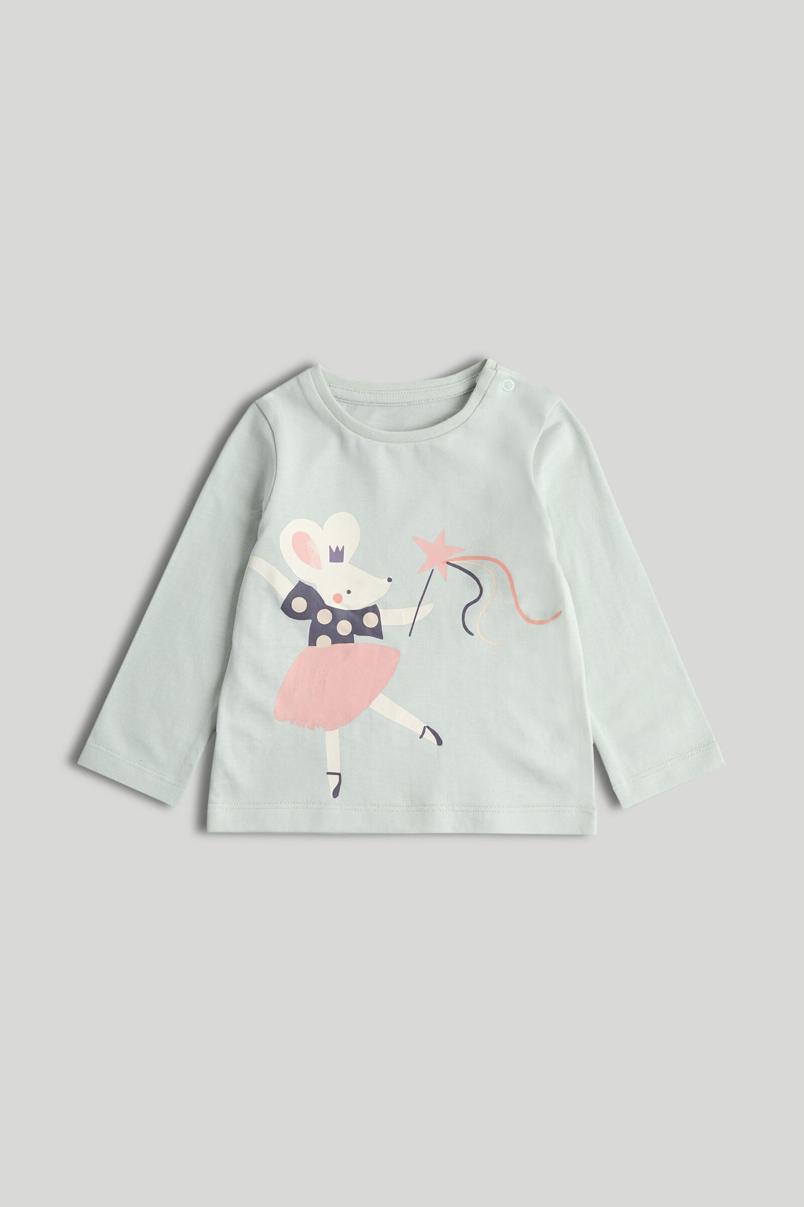 Mothercare Mini Girls Ballet Core Printed Full Sleeves T-Shirt - Light Green