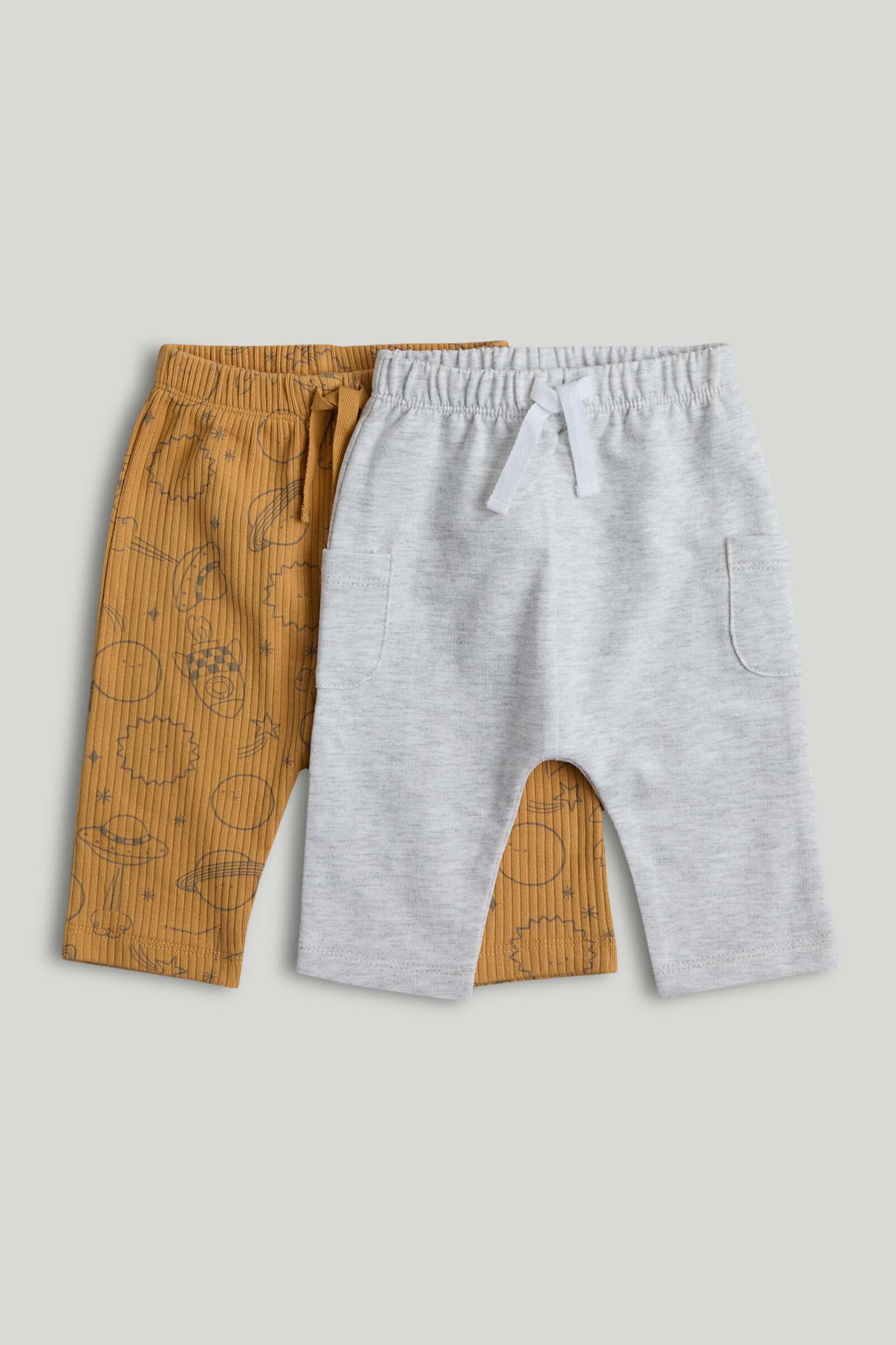 Mothercare Newborn Boys Button Moon Printed Jogger - Pack of 2 - Multi