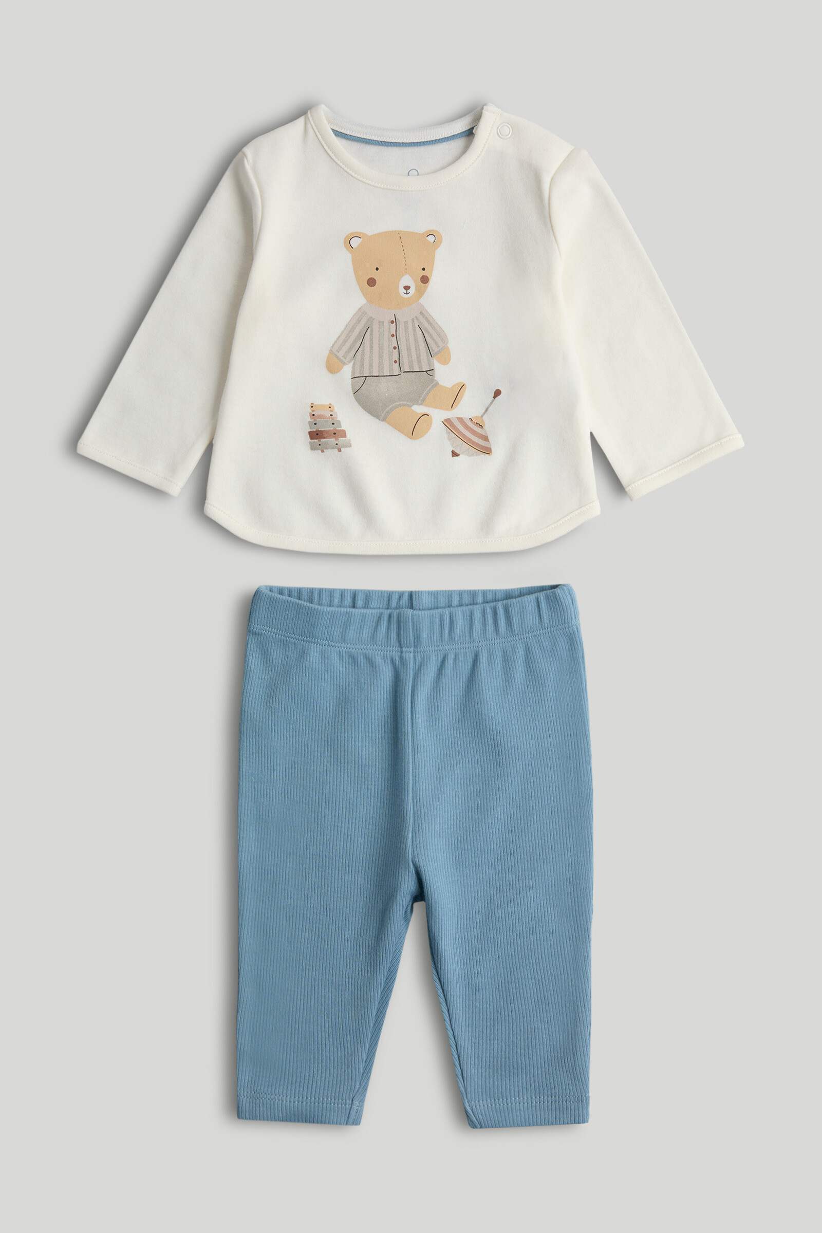 Mothercare Newborn Boys Vintage Toy Box Printed Full Sleeves 2-Piece Sweatshirt and Legging Set - Multi