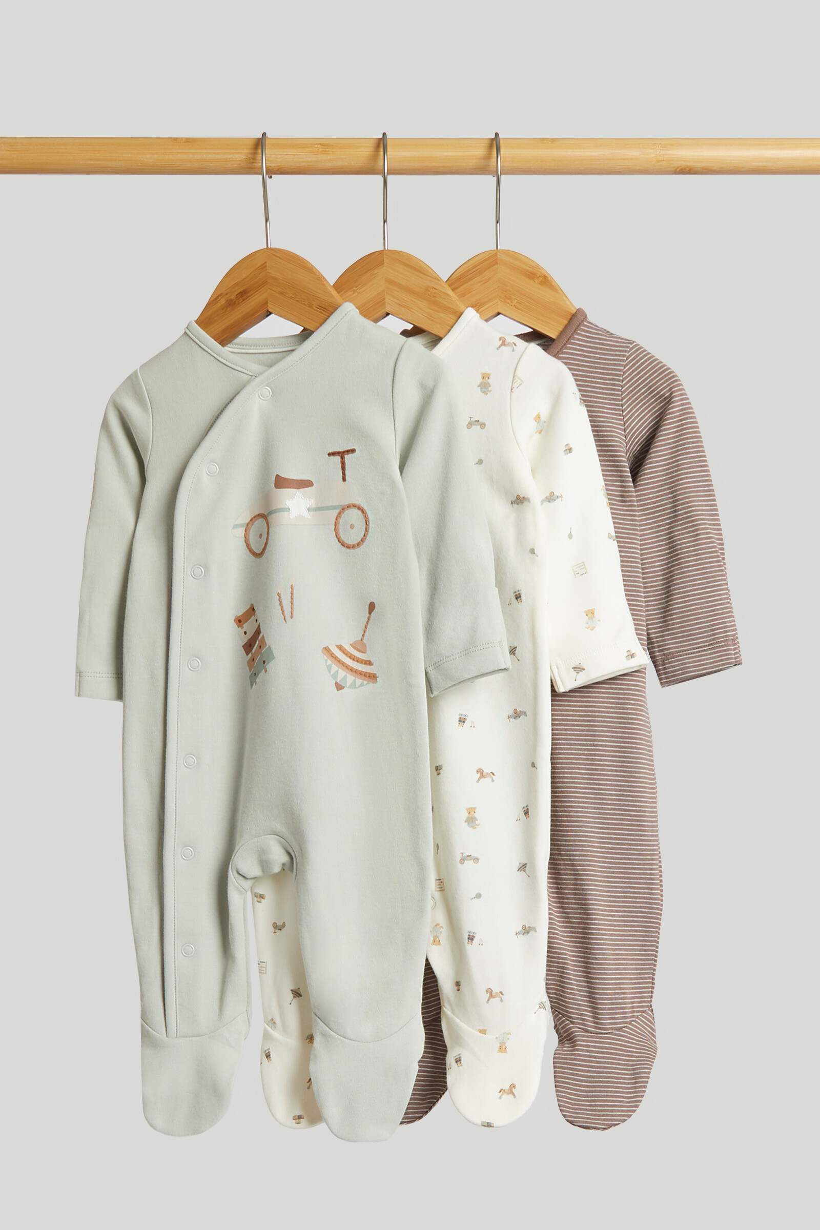 Mothercare Newborn Boys Vintage Toy Box Printed Full Sleeves Romper - Multi
