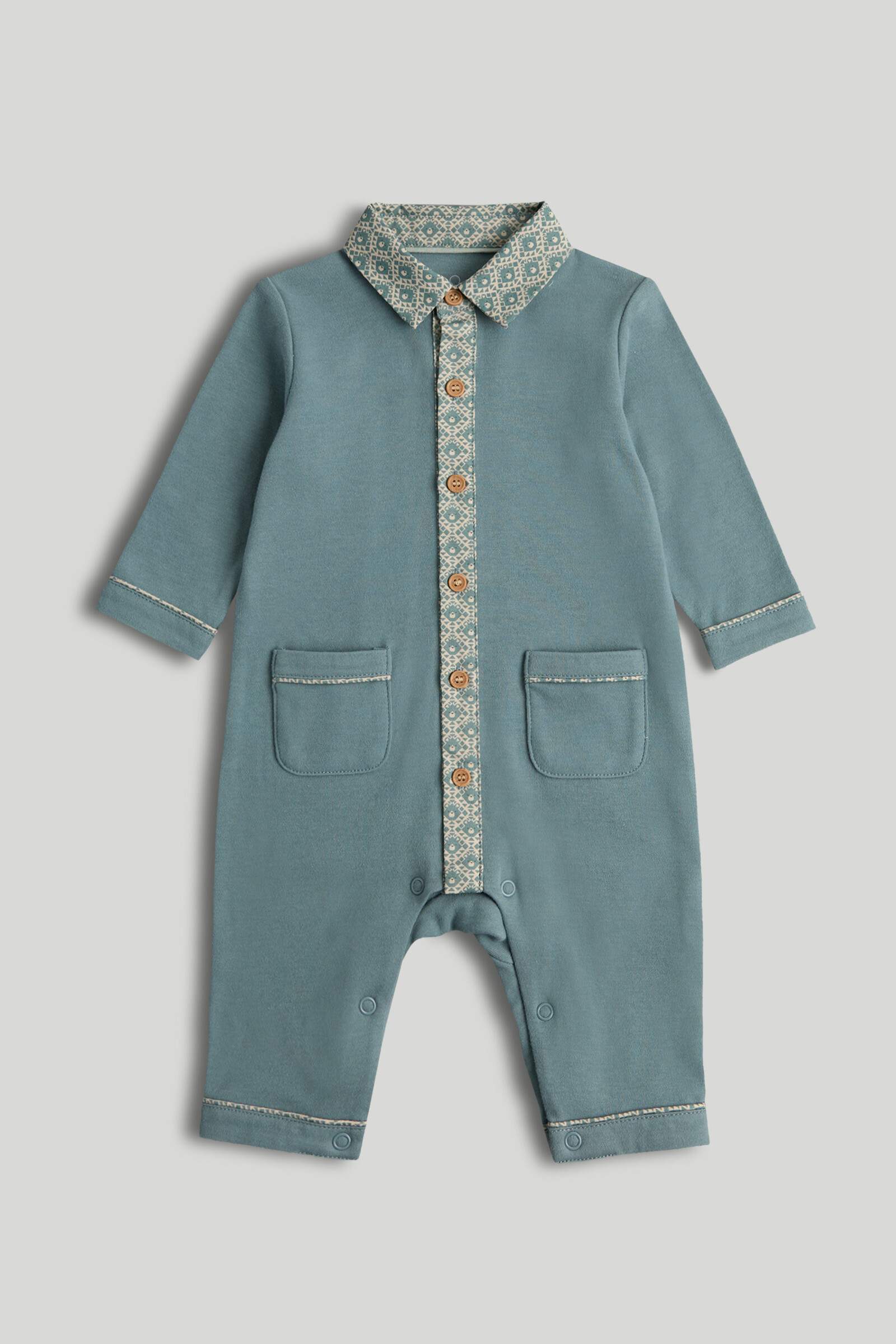 Mothercare Boys Vintage Full Sleeves Romper - Dark Grey