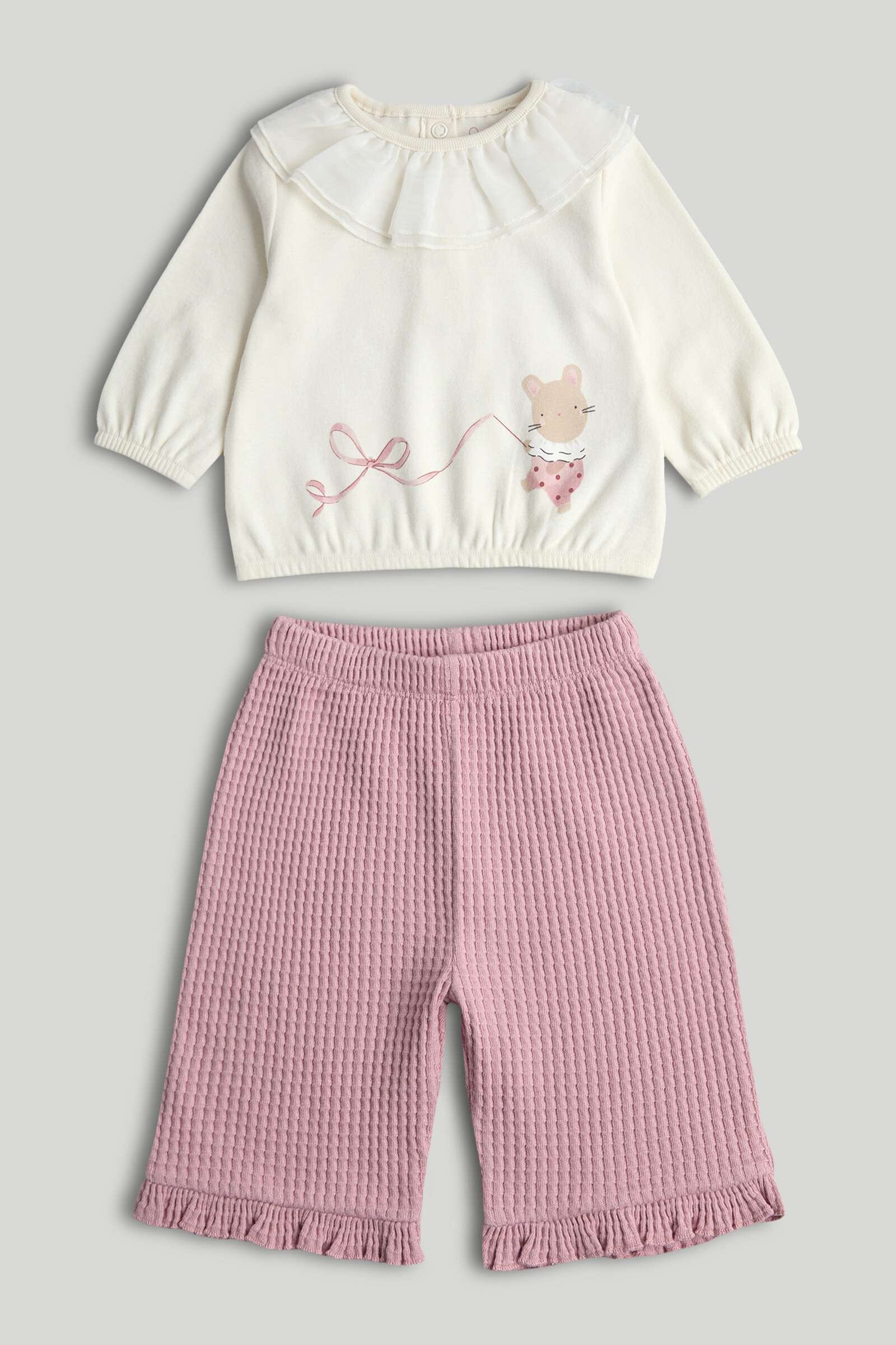 Mothercare Newborn Girls Merry Go Round Full Sleeves 2-Piece Top and Joggers Set - Multi