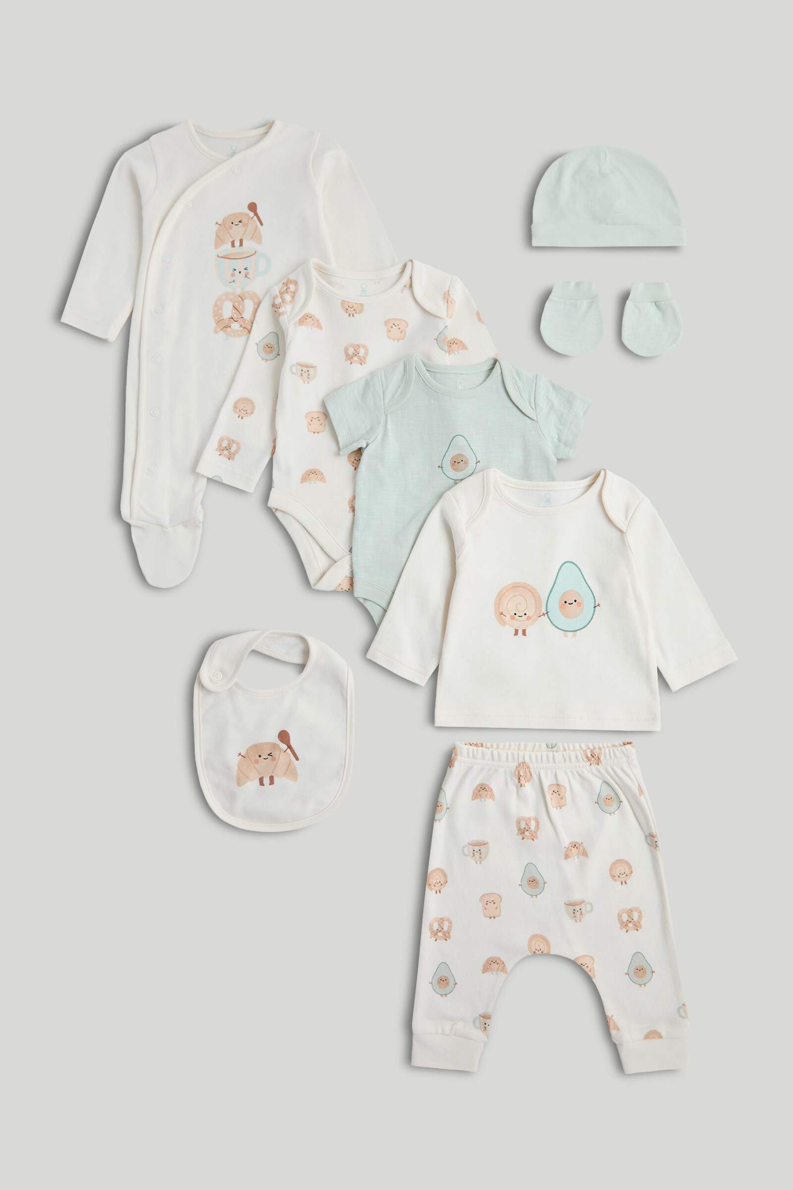 Mothercare My First Unisex Printed Full Sleeves 8-Piece Gift Set - Multi
