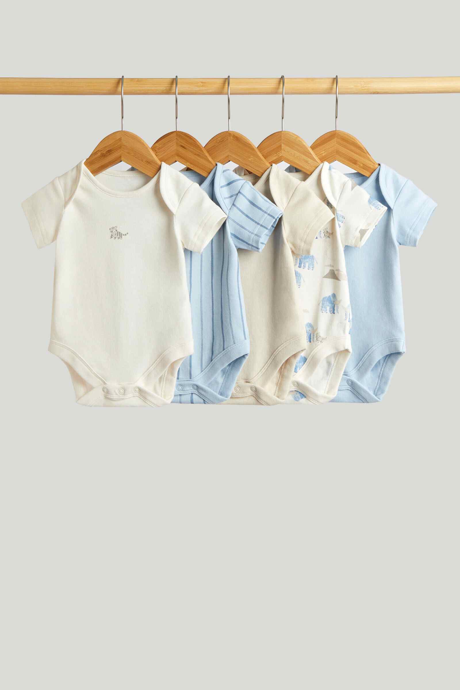 Mothercare Boys Solid Bodysuit Pack of 5 Multicolor
