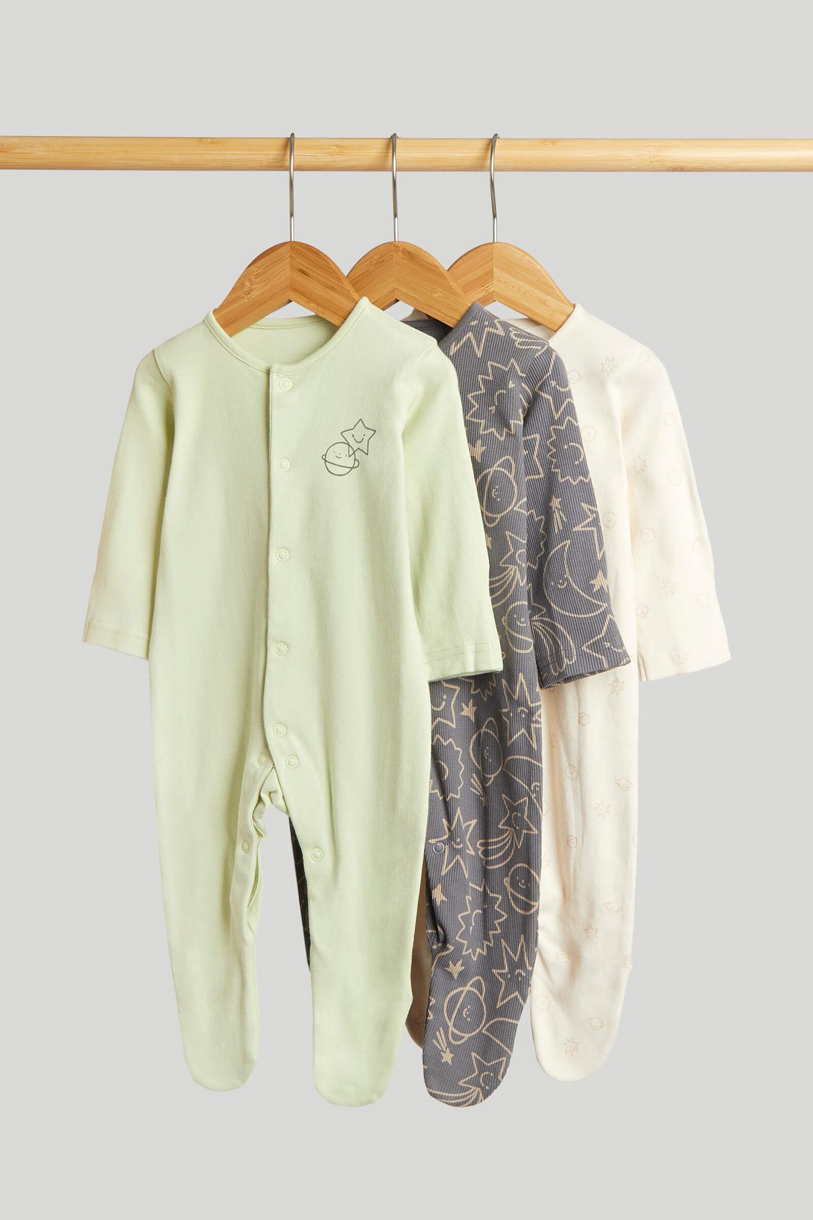 Mothercare Baby Boys Full Sleeves Sleepsuit - Pack of 3 - Multi