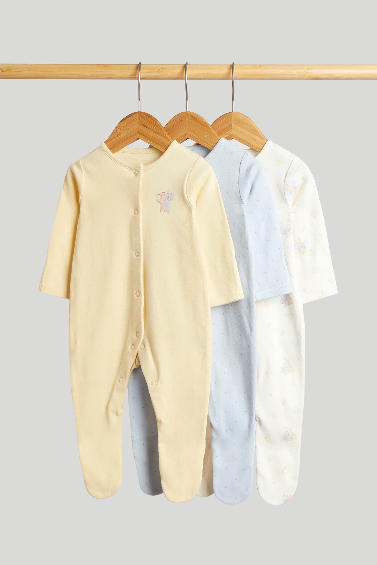 Mothercare Baby Girls Full Sleeves Sleepsuit - Pack of 3 - Multi