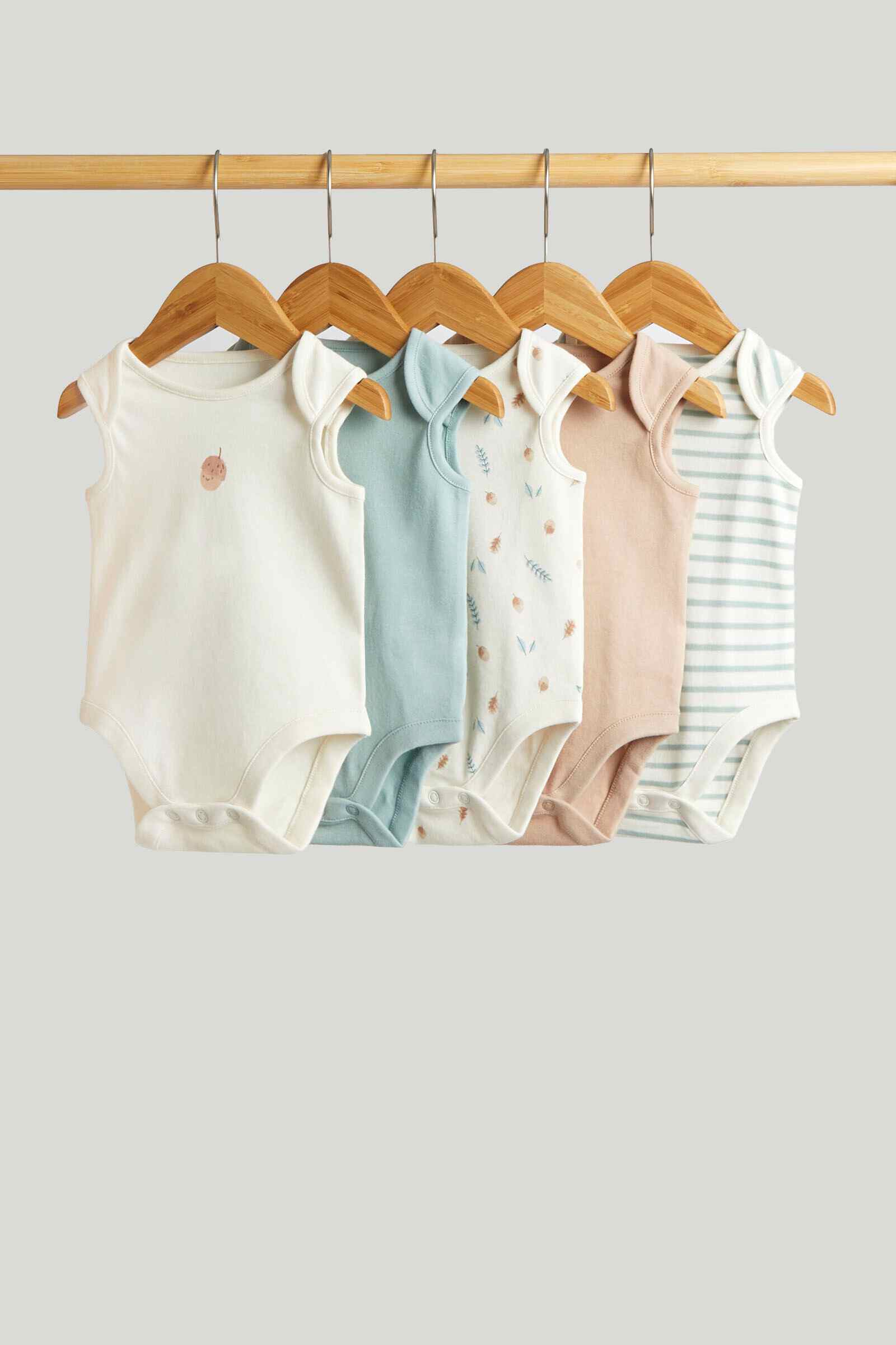 Mothercare Unisex Solid Bodysuit Pack of 5 Multicolor