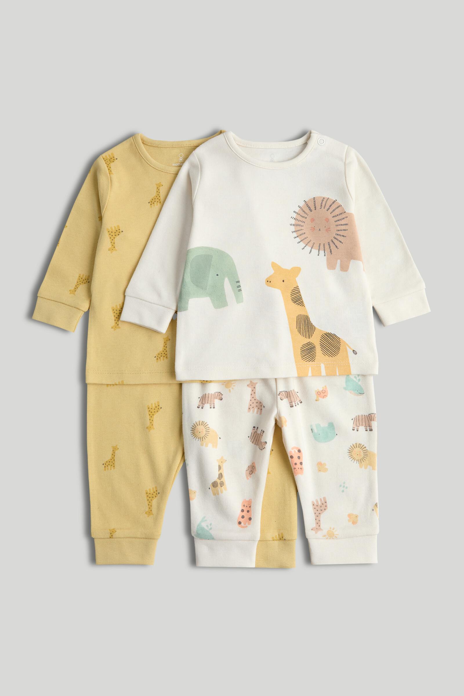 Mothercare Baby Unisex Printed Full Sleeves 4-Piece T-Shirt and Pyjama Set - Neutral