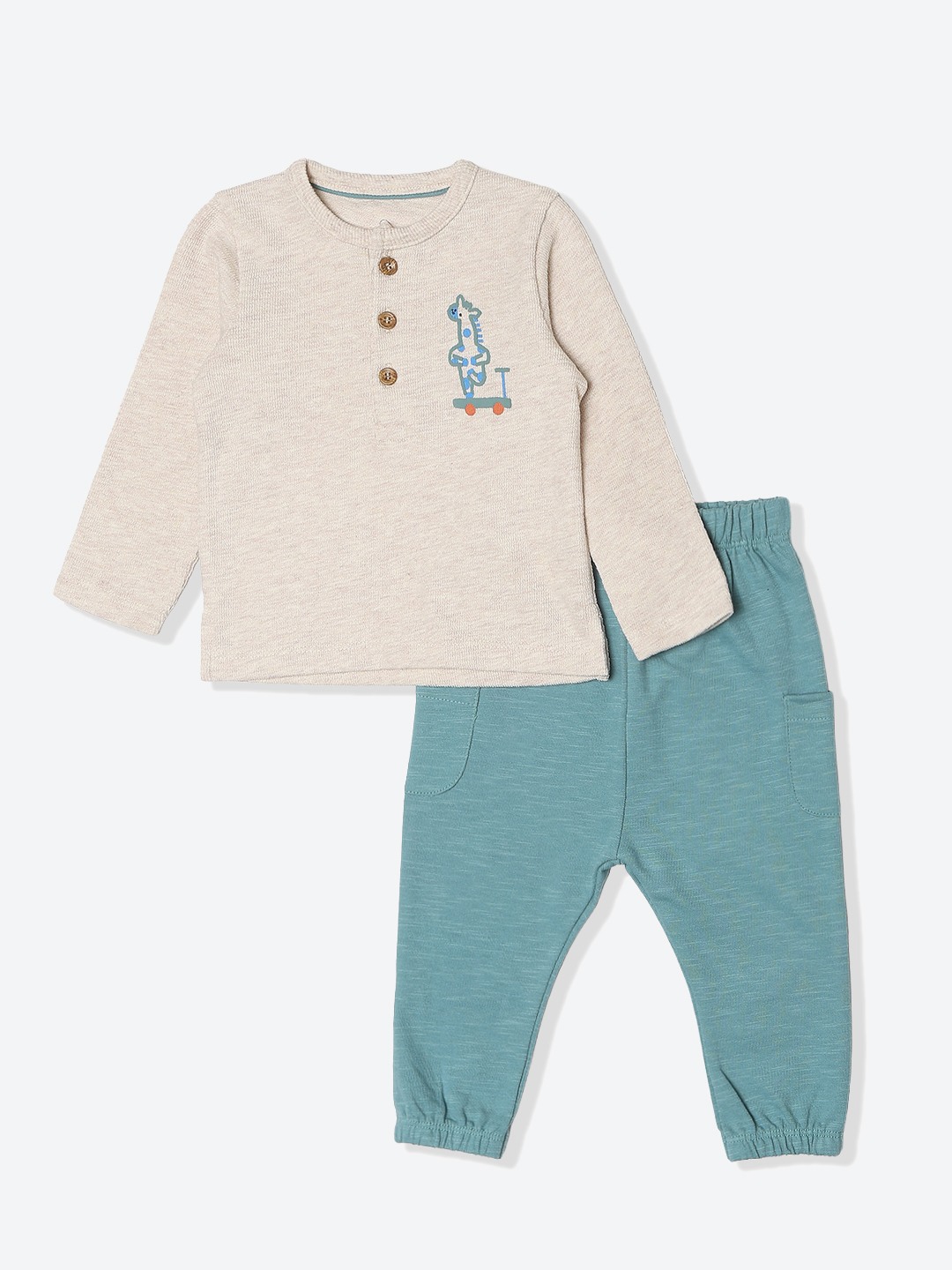 Mothercare Boys Solid Clothing Set Pack of Bodysuit & Jogger Set Multicolor