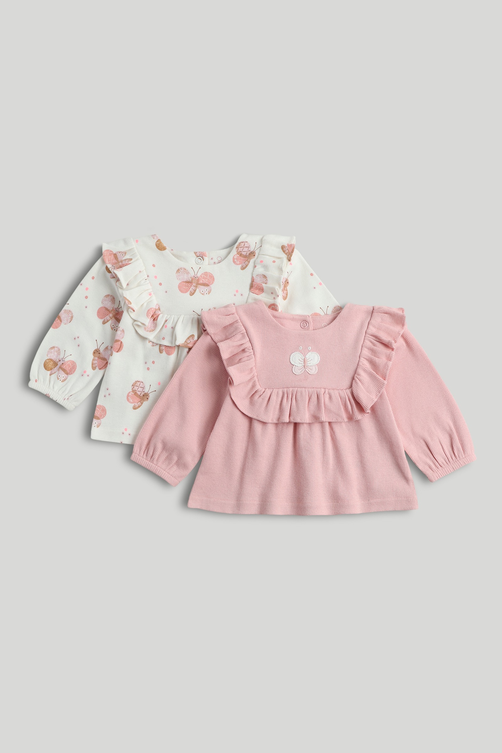 Mothercare Girls Printed Top Pack of 2 Light Pink