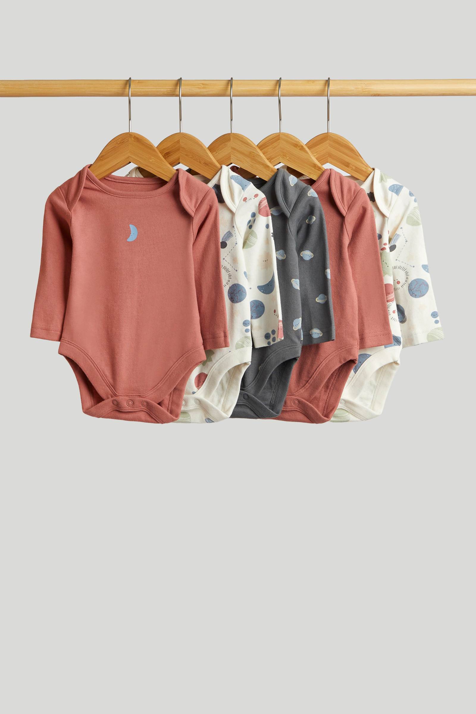 Mothercare Boys Printed Bodysuit Pack of 5 Multicolor