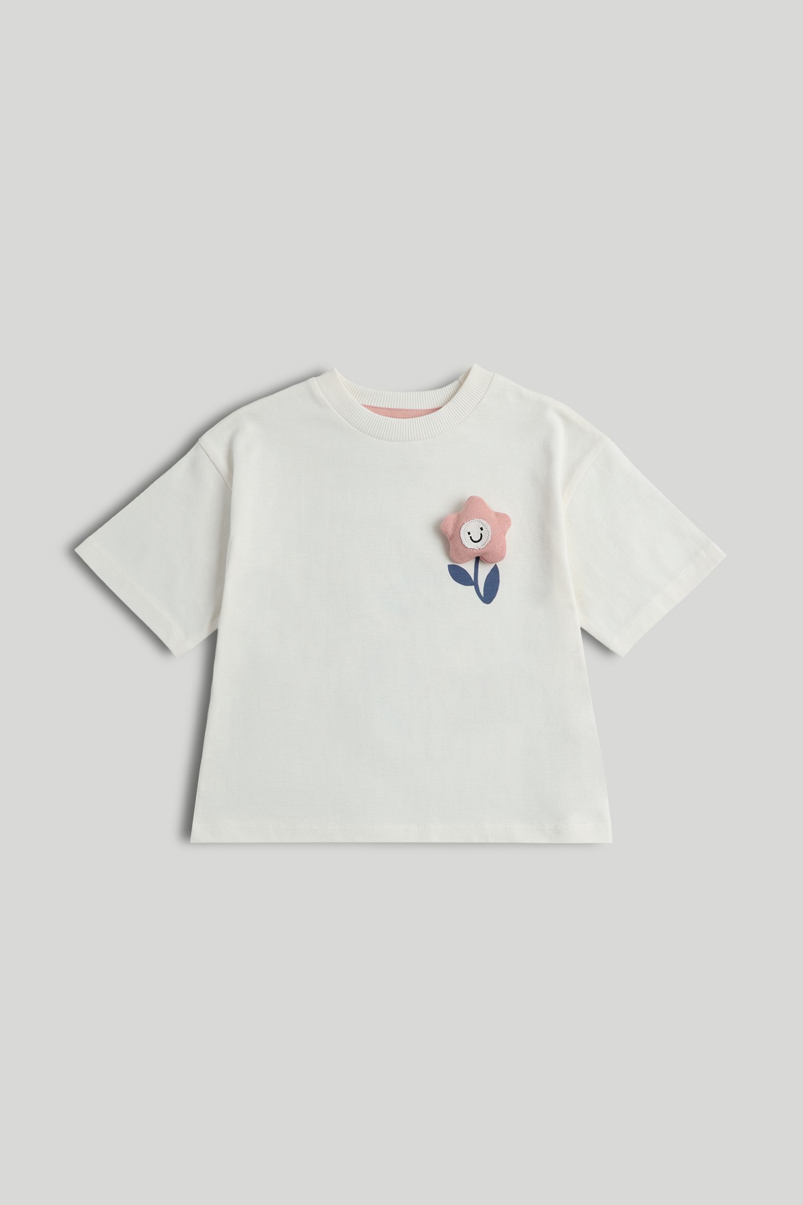Mothercare Girls Printed Tshirt Pack of 1 Cream