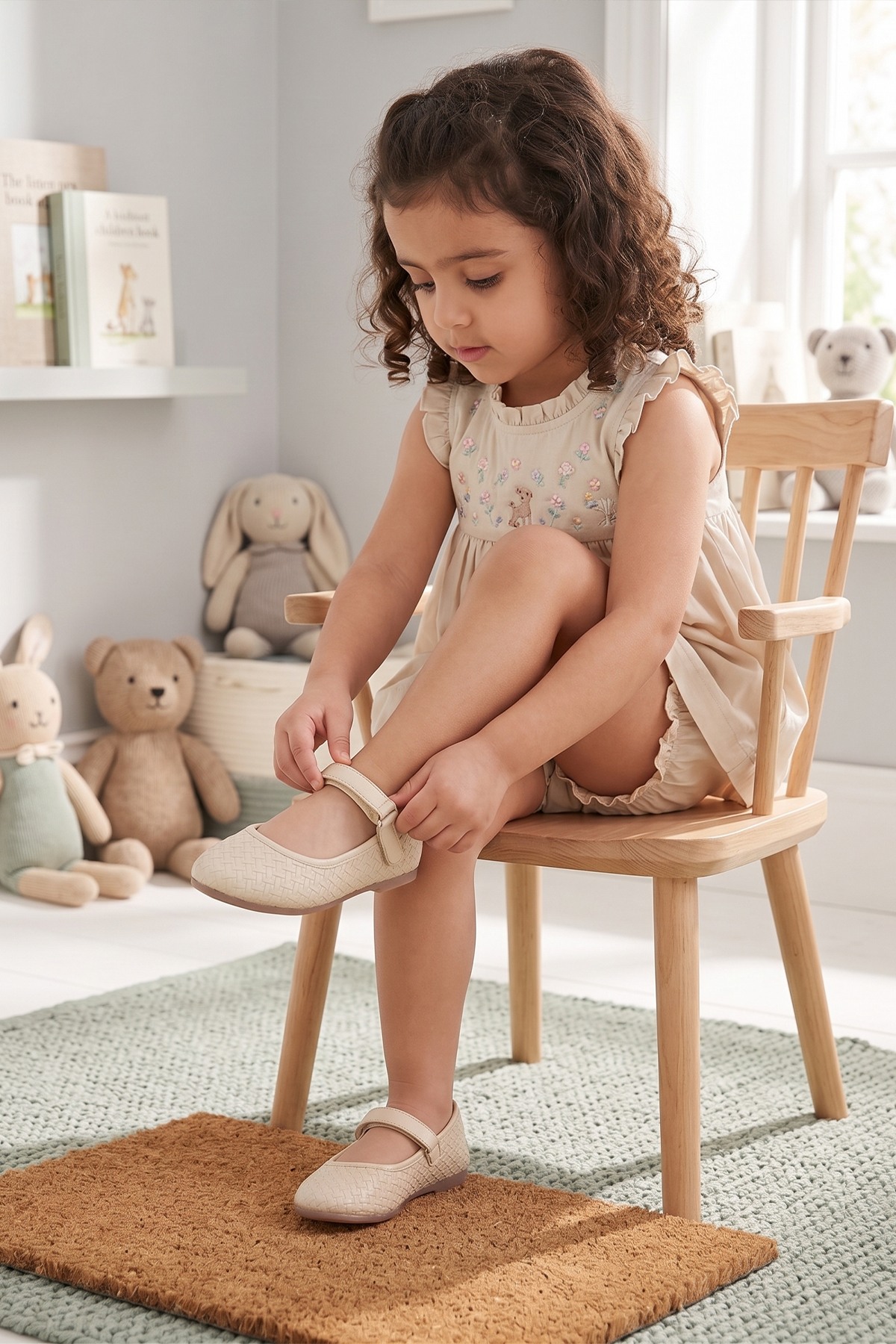 Mothercare Girls Strappy Ballerinas - Beige