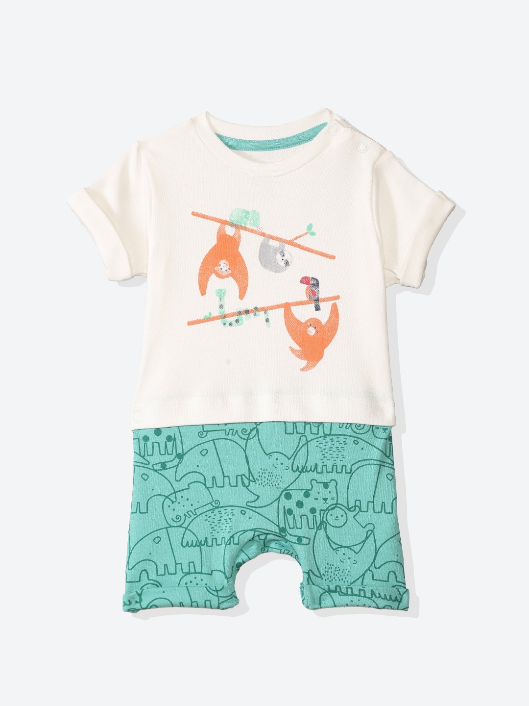 Mothercare Boys Printed Romper - White