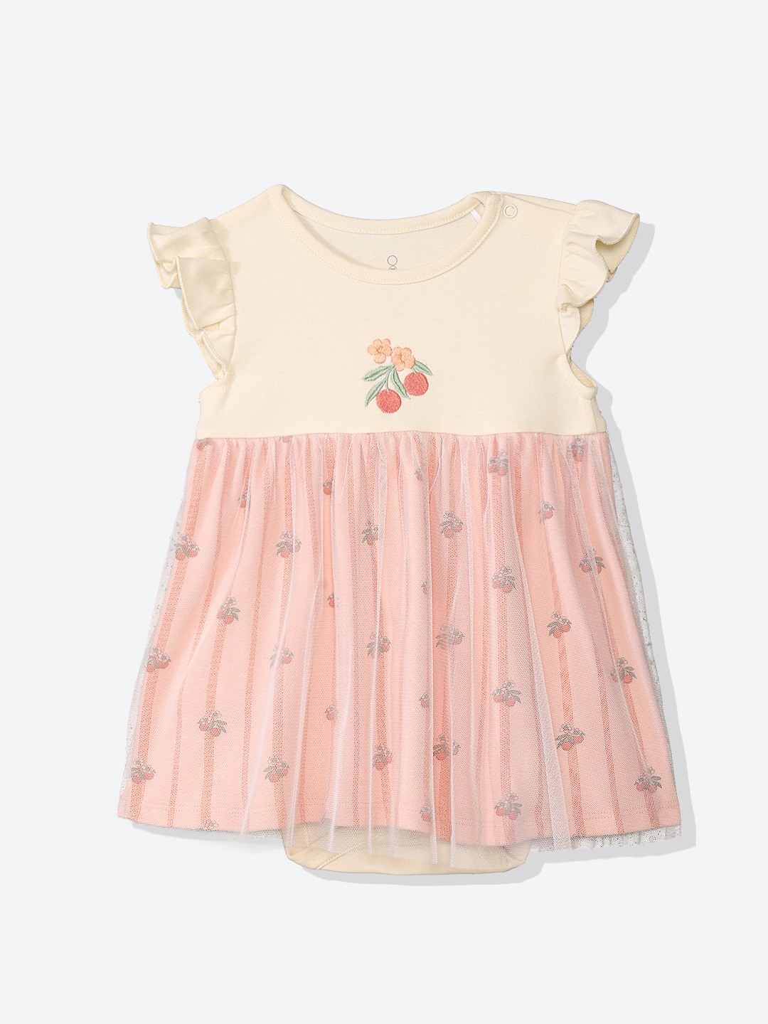 Mothercare Newborn Girls Sunny Orchard Printed Short Sleeves Dress - Multicolor