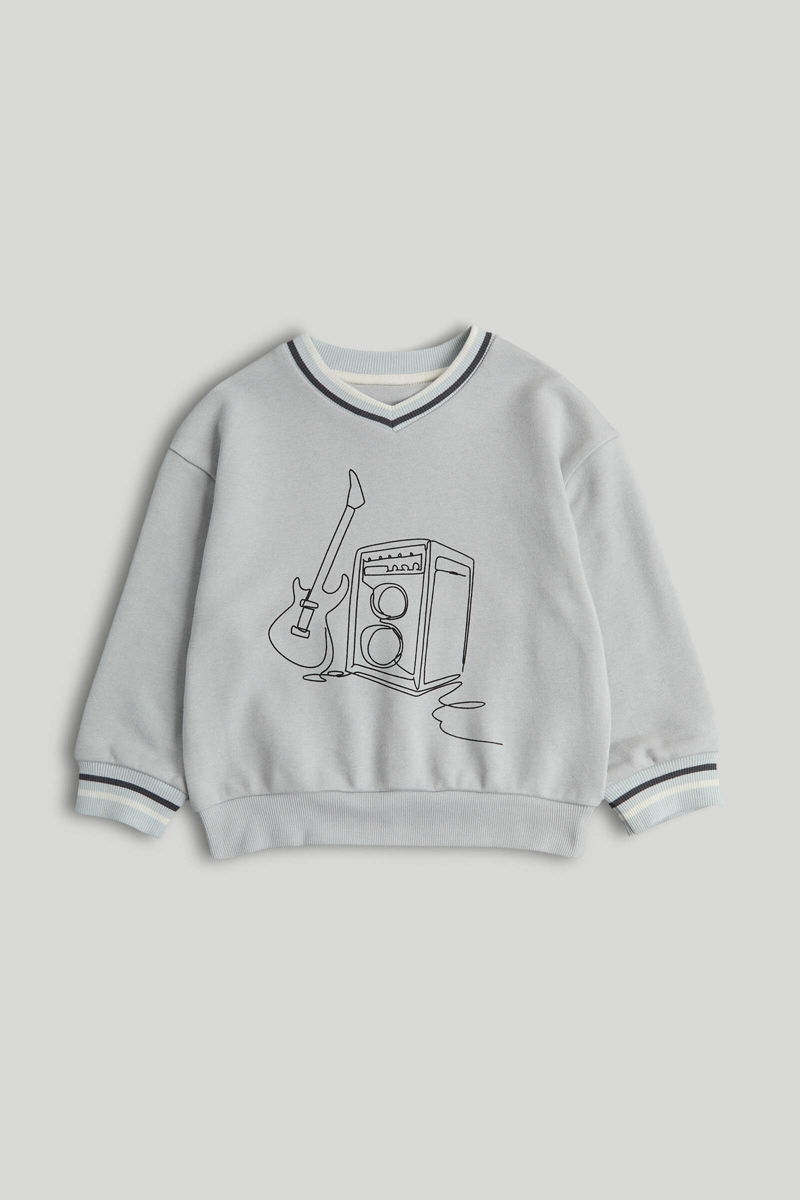 Mothercare Junior Boys Britpop Revival Printed Full Sleeves Sweat Top - Light Blue
