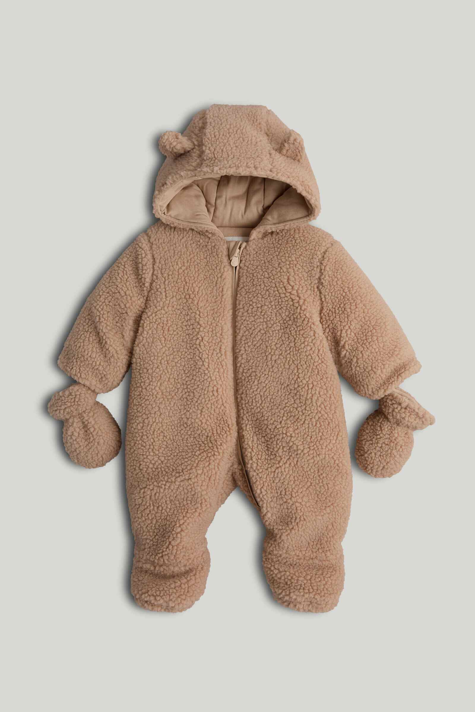Mothercare Newborn Unisex Full Sleeves Snowsuit - Light Brown