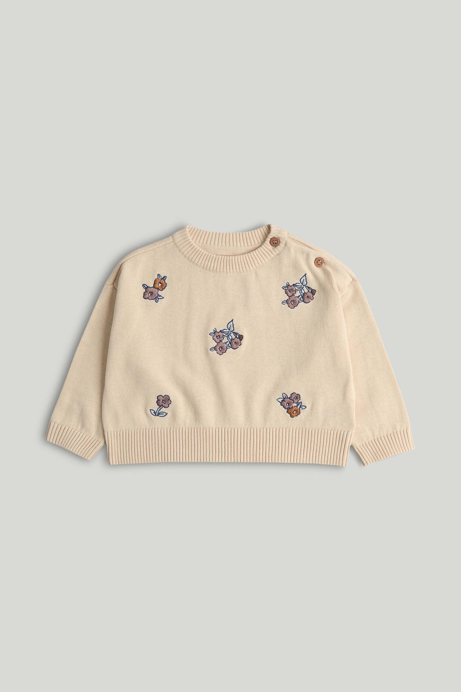 Mothercare Mini Girls Vintage Floral Full Sleeves Jumper - Light Brown