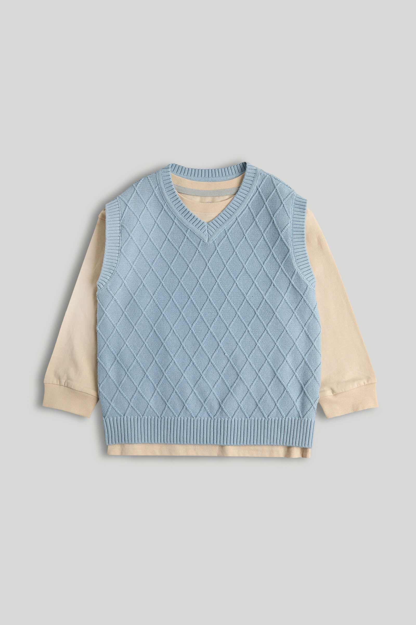 Mothercare Mini Boys Adventure In Time Full Sleeves 2-Piece T-Shirt and Vest Set - Blue